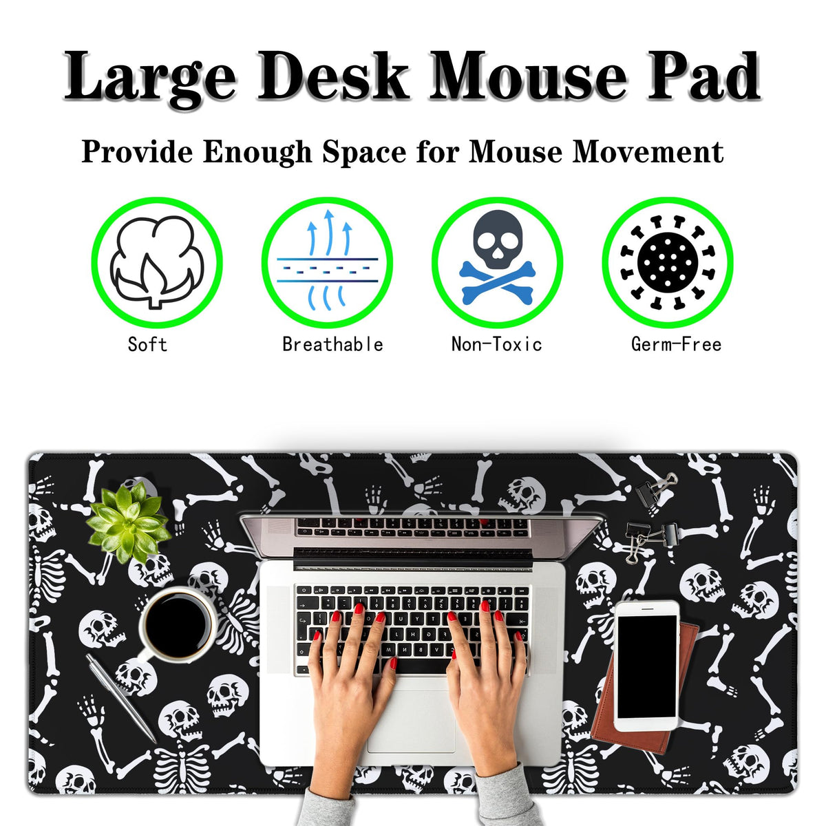 Samgula Long?Mouse?Pad Black Keyboard Mat, Big Mouse Pads Large Mousepad XXL Mats, Gaming Desk Pad