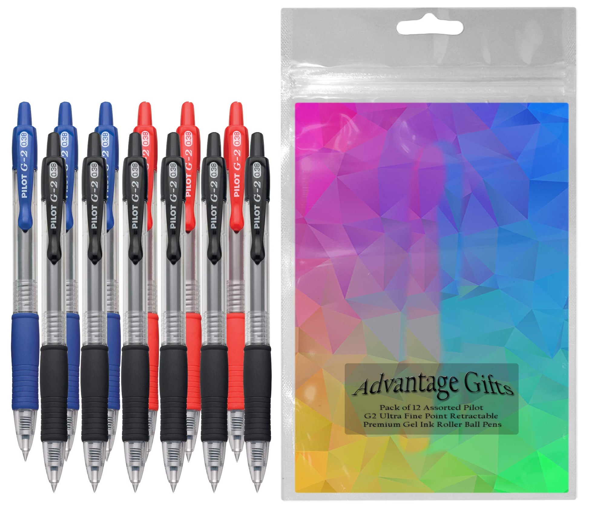 Advantage Gifts G2 Retractable Premium Gel Ink Roller Ball Pens Ultra Fine Point (.38mm)