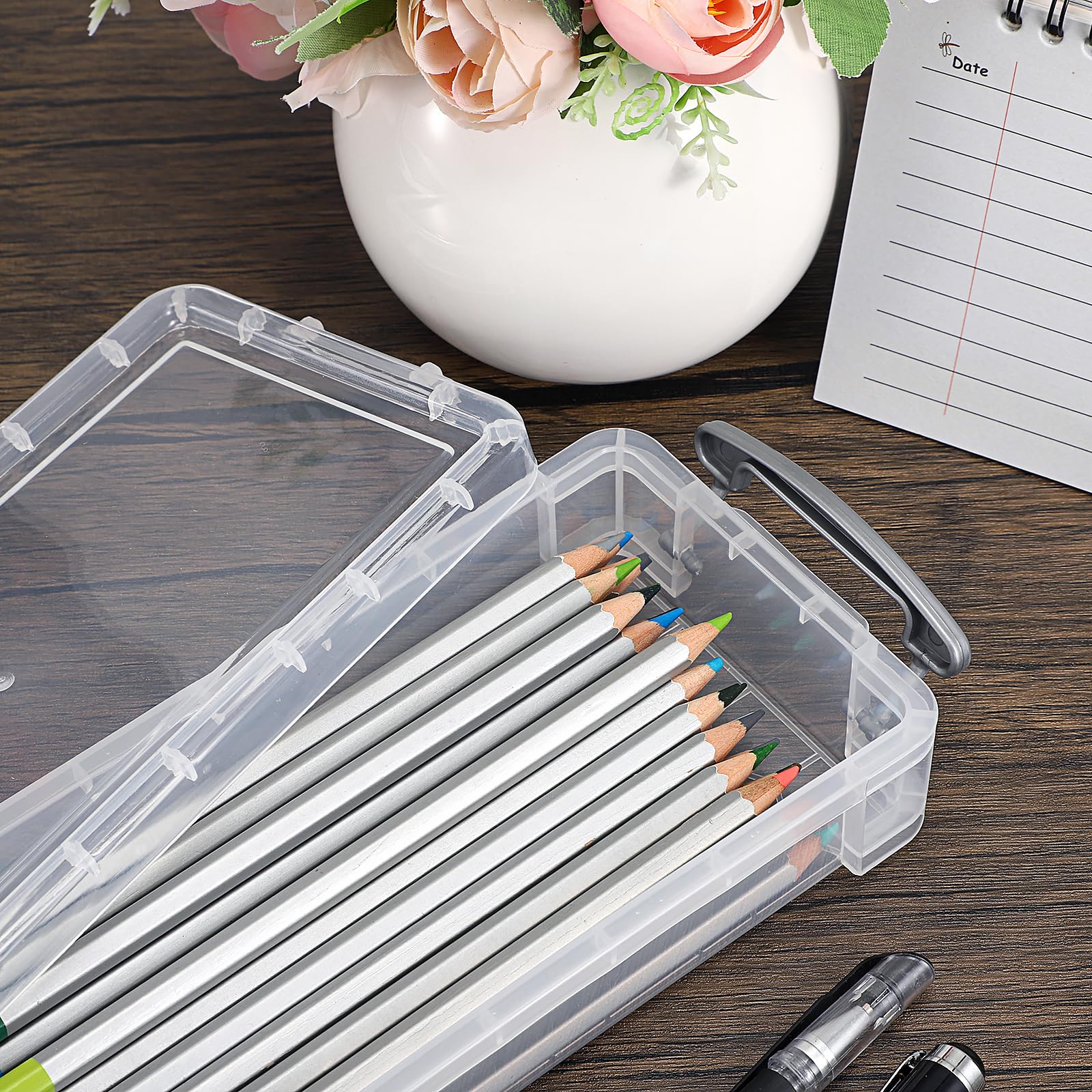 BTSKY Large Capacity Pencil Box, Office Supplies Storage Organizer Box, Brush Painting Pencils