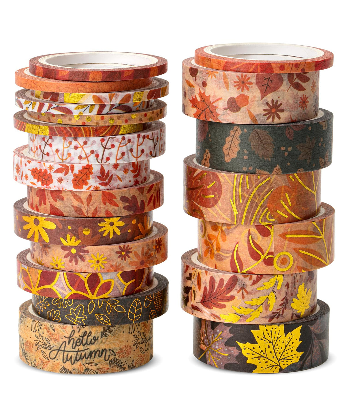 Mr. Pen- Washi Tape Set, 21 Rolls, Assorted Sizes, Autumn Leaves