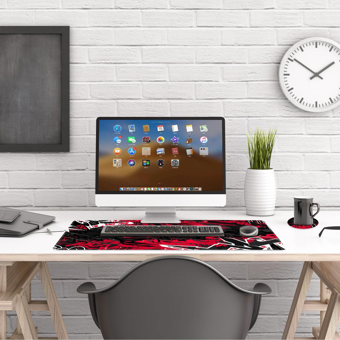 AIMSA Extended Gaming Mouse Pad Desk Mat, Large Mousepad with Stitched Edges (35x15.7 in), Keyboard