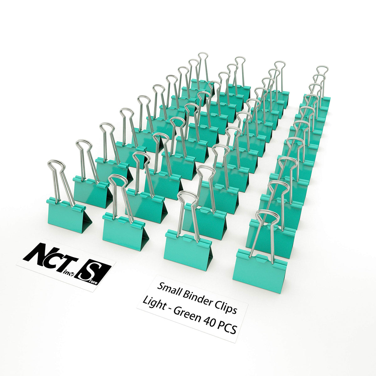 Nctinystore Binder Clips Small Metal Clamp 0.75 inch / 19 mm (Light-Green, 40-PCS)