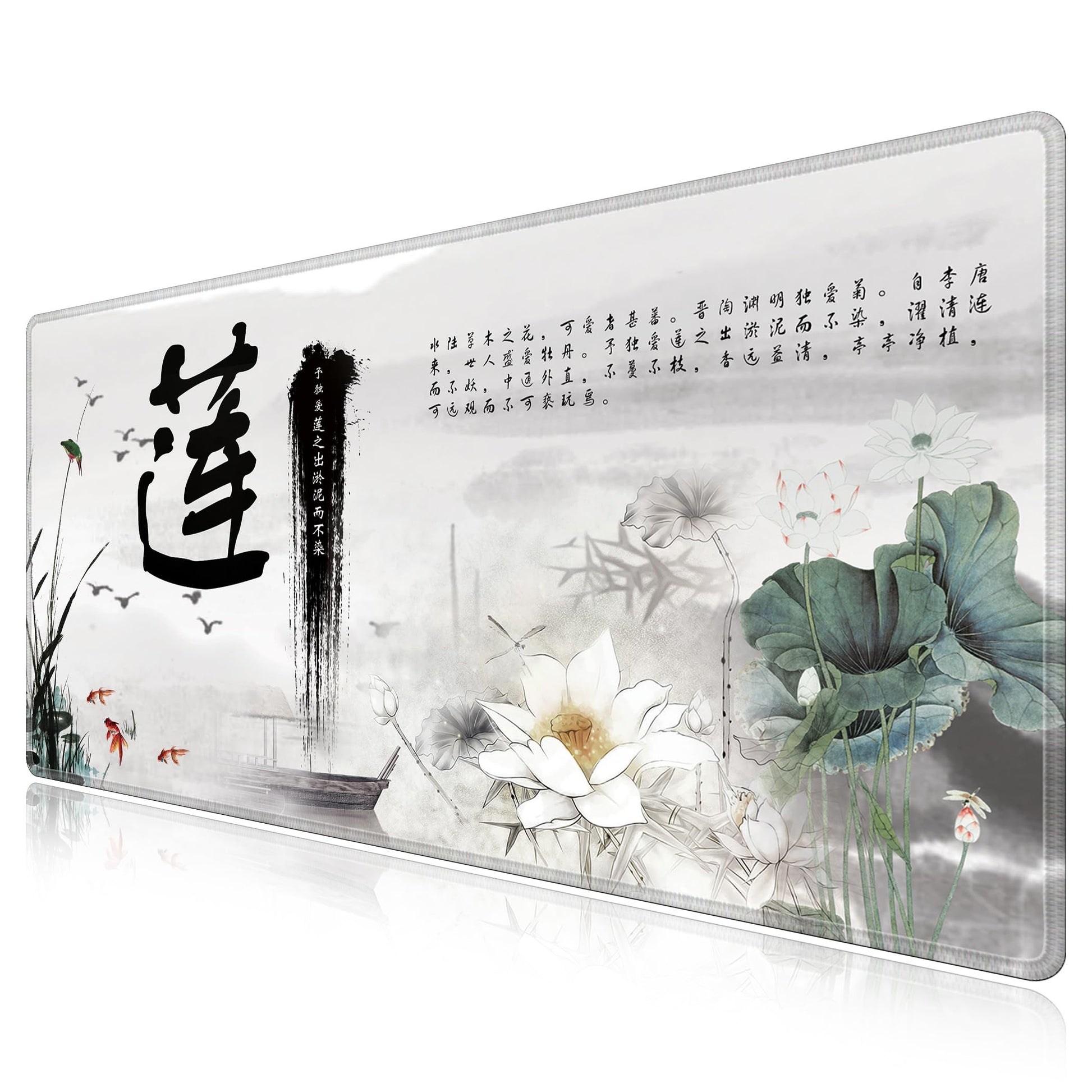 LL-COEUR XXL Landscape Gaming Mouse Pad Computer Keyboard Mat Office Desk Pad (Lotus 2, 47.2" x