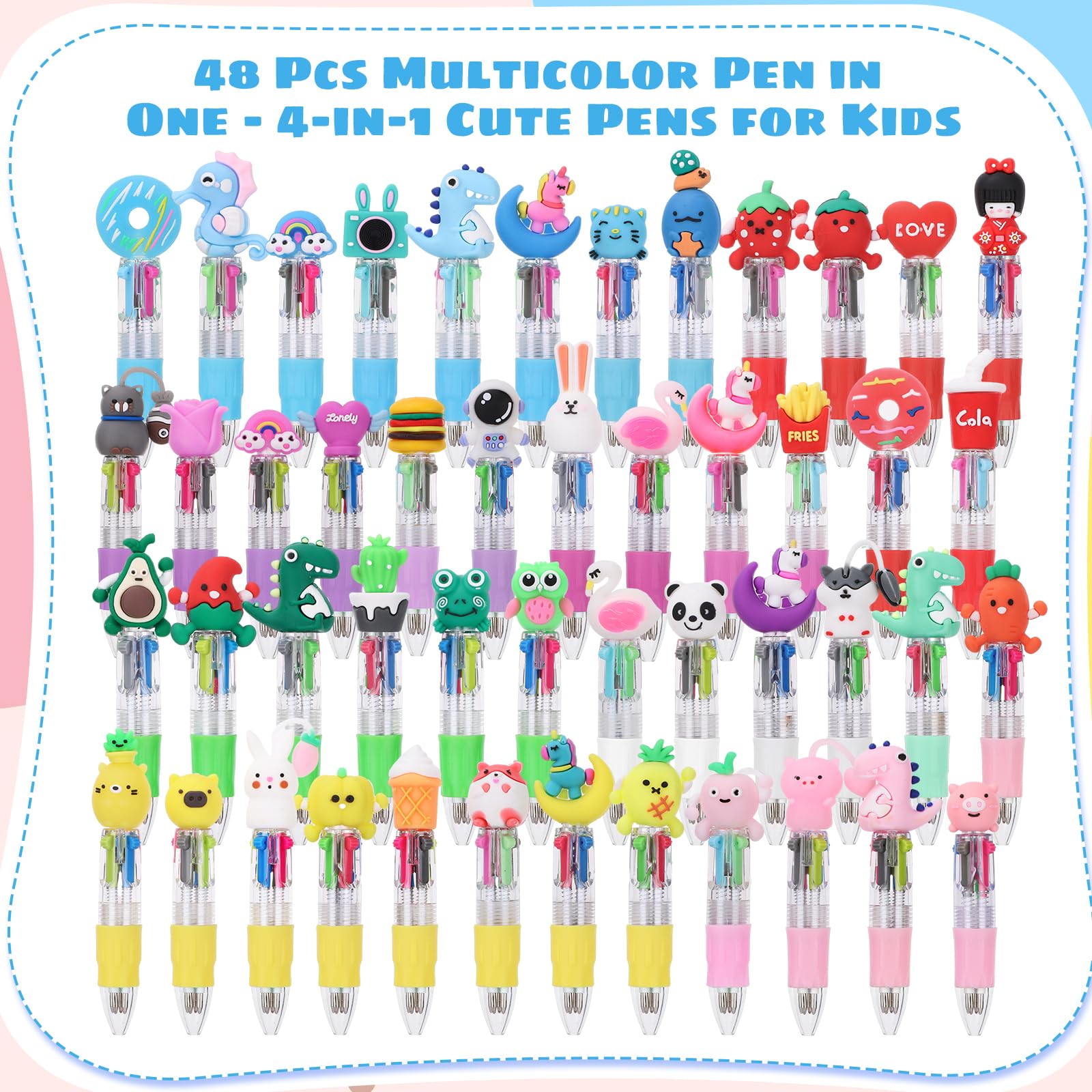 BESARME 48 Pack Multicolor Fun Pens, Halloween Goodie Bags Stuffer for Kids