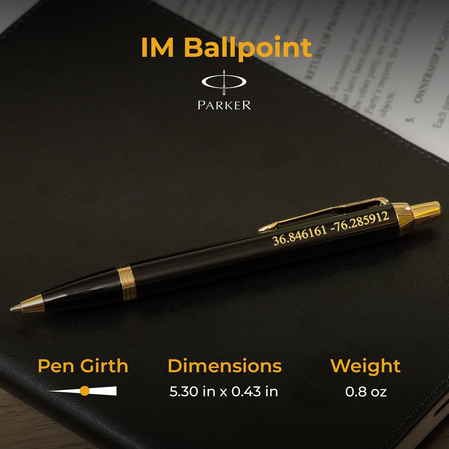 Parker IM Personalized Ballpoint Pen in Black Lacquer with Gold Trim