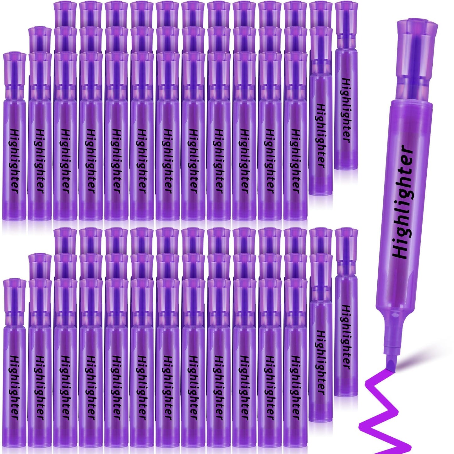 Qilery 72 Pack Tank Highlighters Bulk, Chisel Tip Markers,Purple