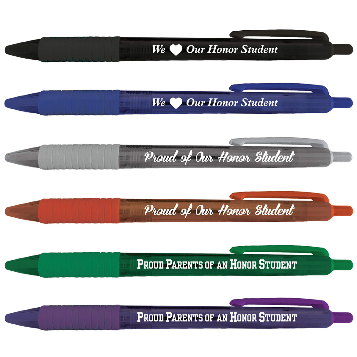 Greeting Pen 12 Translucent Honor Student Pen Set, 3 Designs 46013
