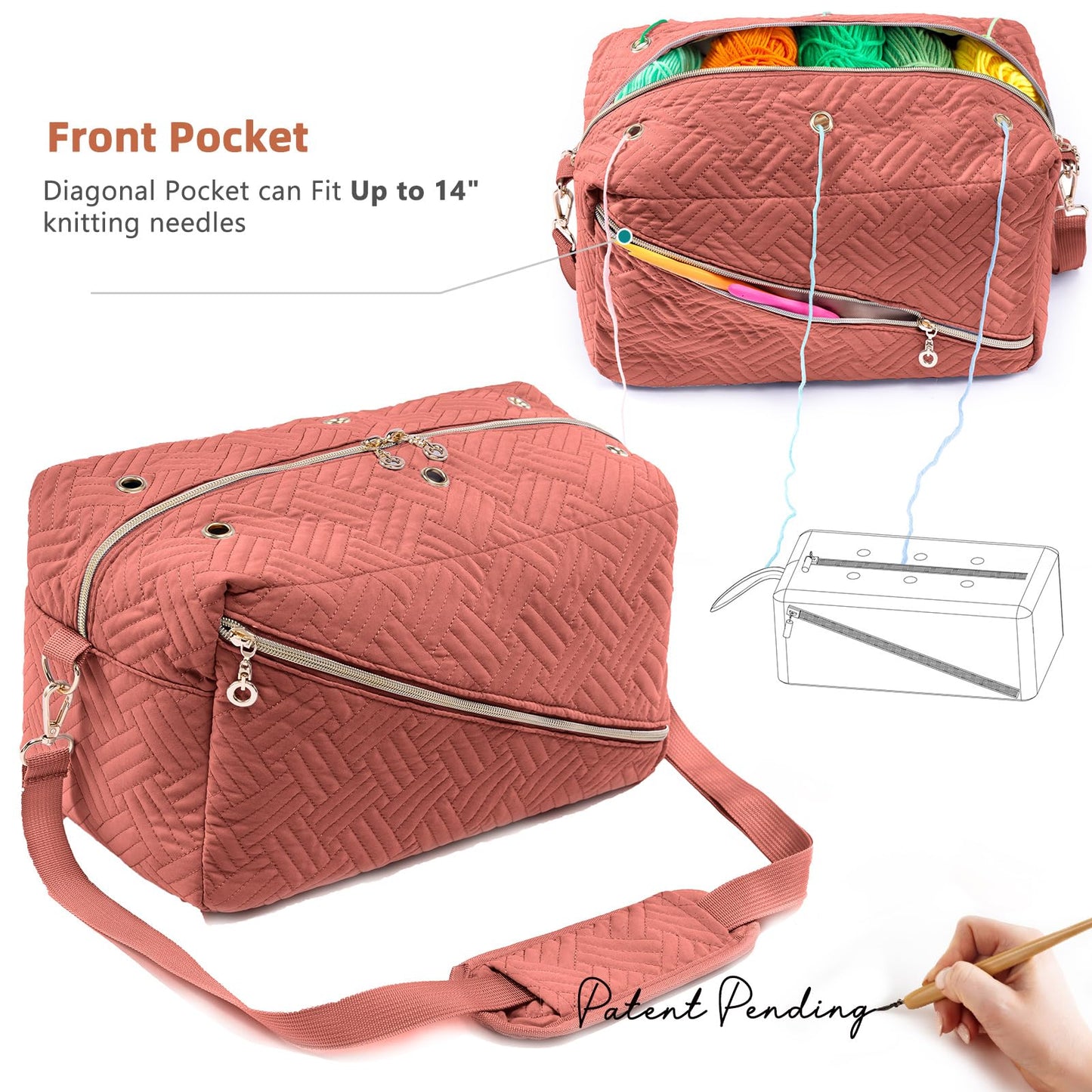 MYBAGZING Crochet Bag Yarn Storage Organizer for Knitting &Crochet Projects