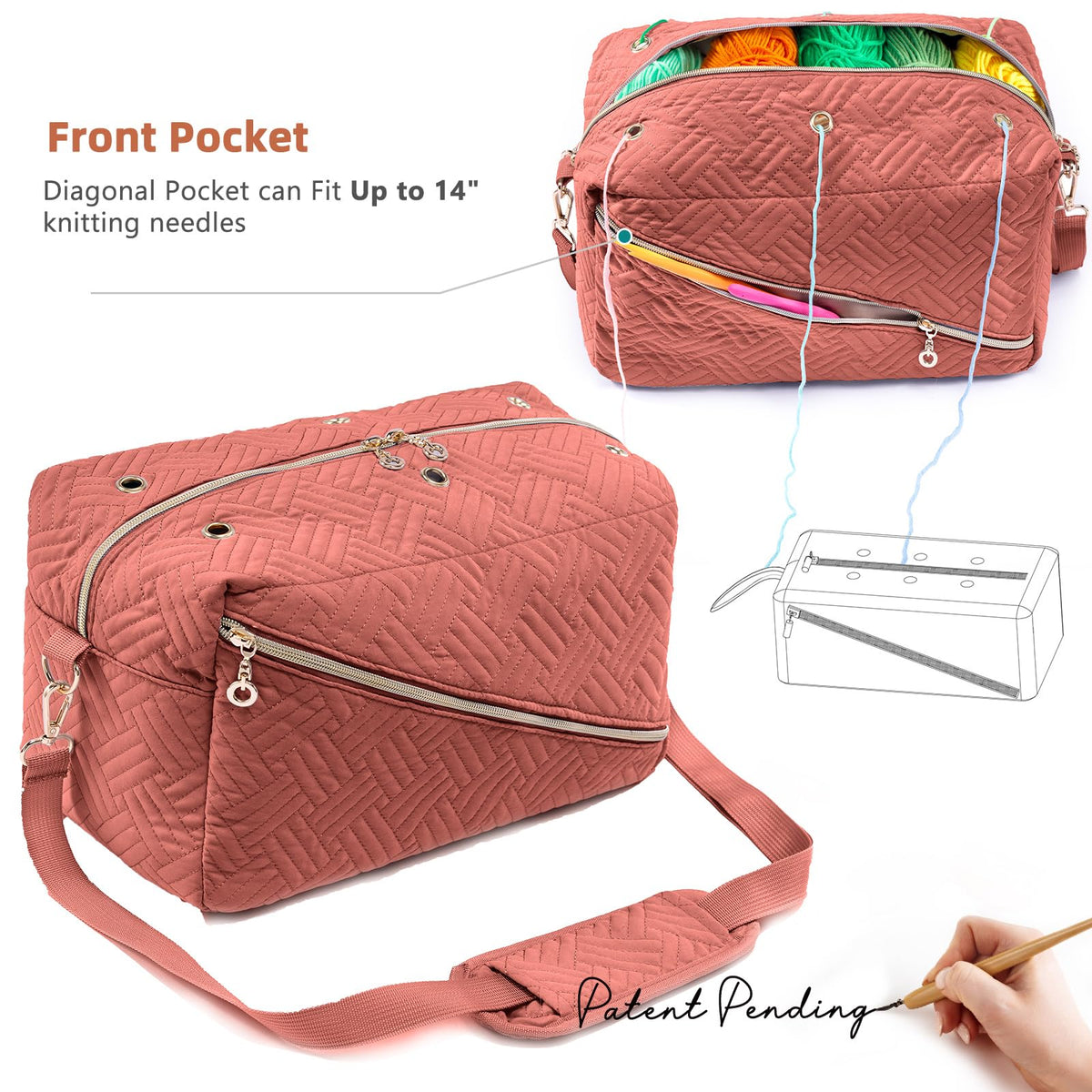 MYBAGZING Crochet Bag Yarn Storage Organizer for Knitting &Crochet Projects