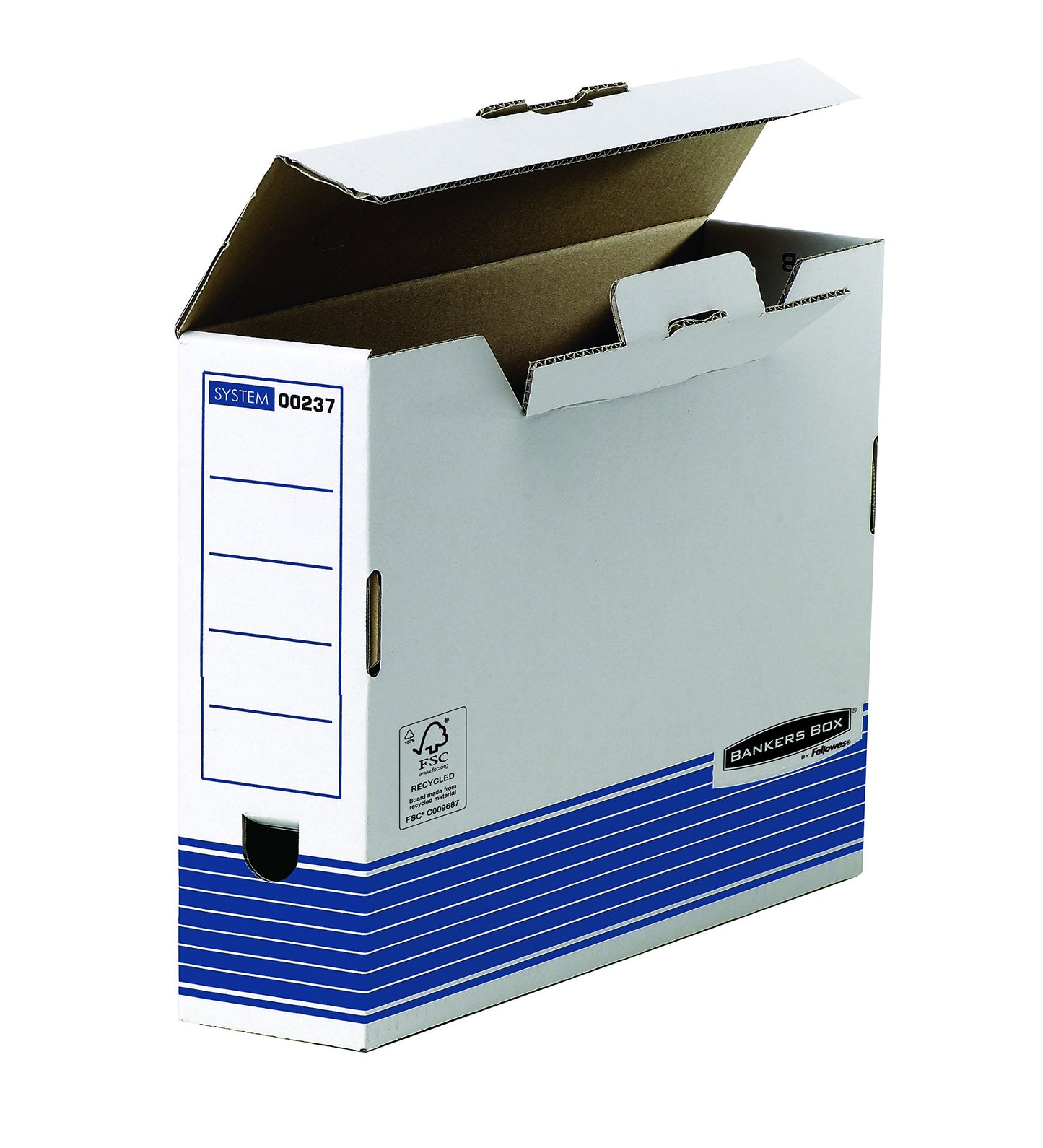 BANKERS BOX System 80 mm Foolscap Transfer Files with Fastfold - Blue, Pack of 10