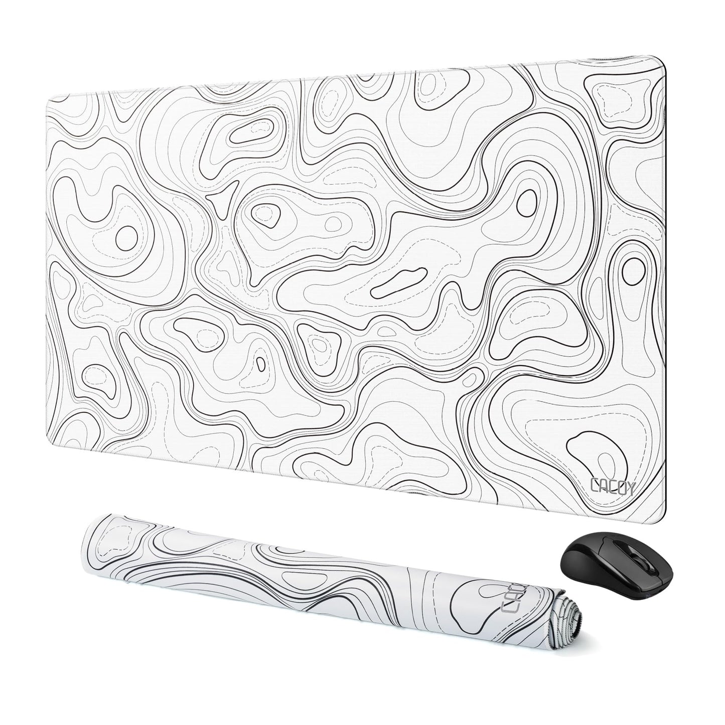 Cacoy 36"x20" Topographic Gaming Mouse Pad XXL, Extended Computer Desk Mat