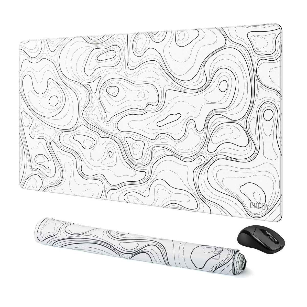 Cacoy 36"x20" Topographic Gaming Mouse Pad XXL, Extended Computer Desk Mat