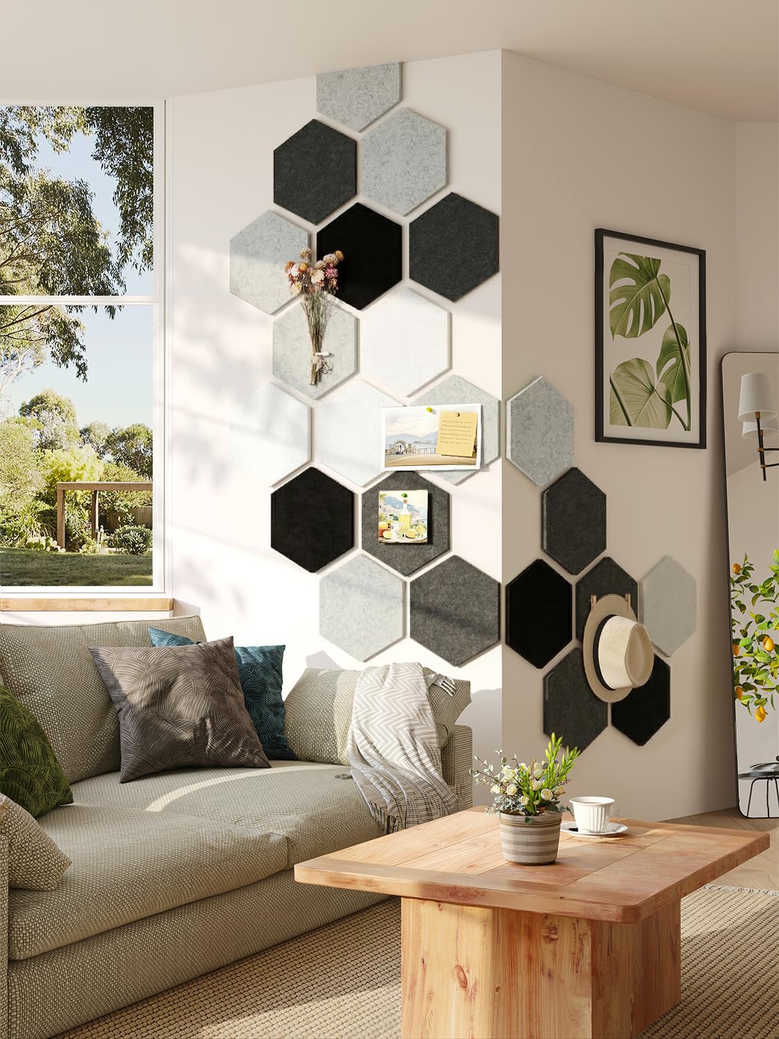 Uoisaiko 8-Pack Hexagon Felt Bulletin Board Tiles, Cork Board Alternative