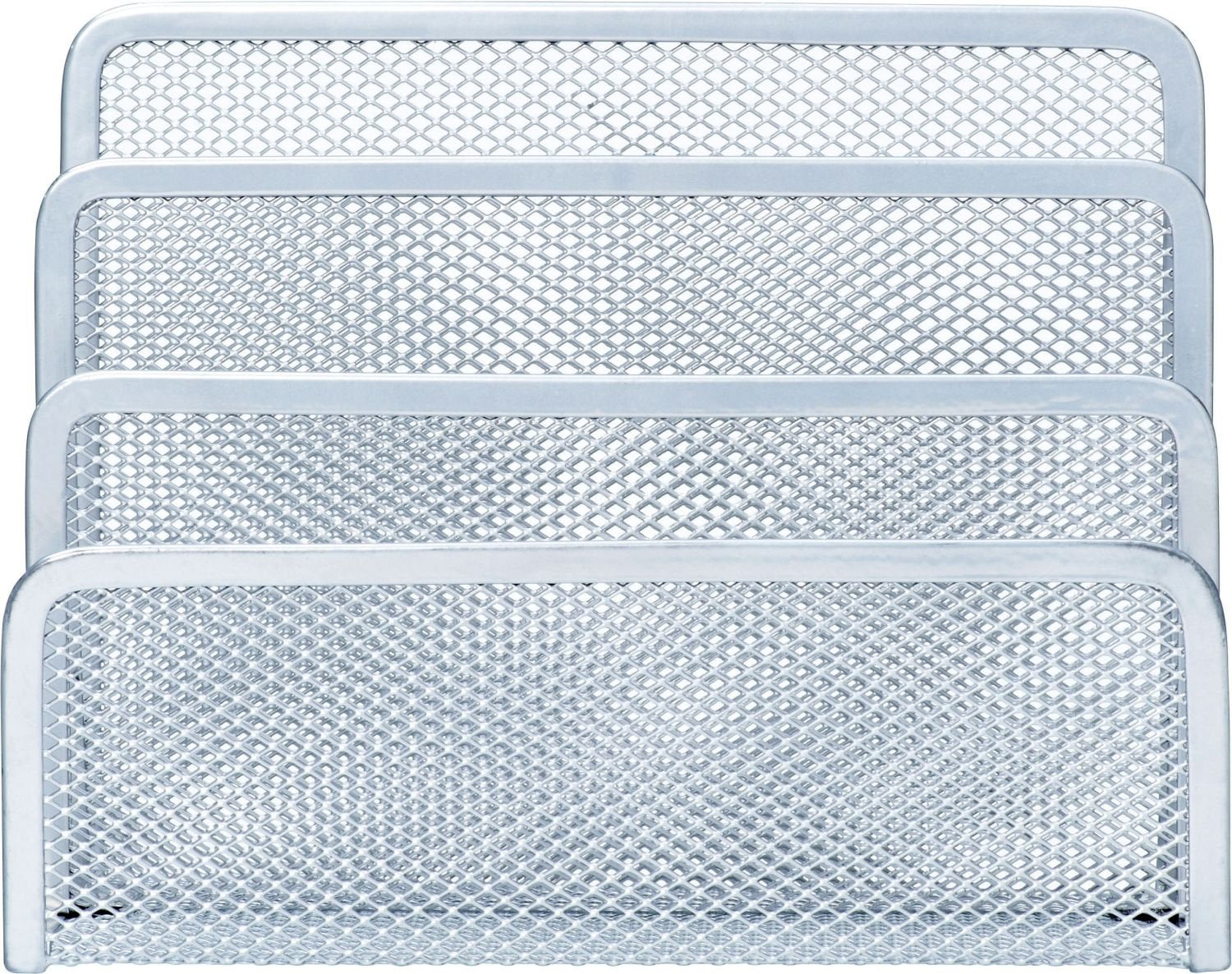 Helit H2518300 3-compartment mesh paper holder, silver