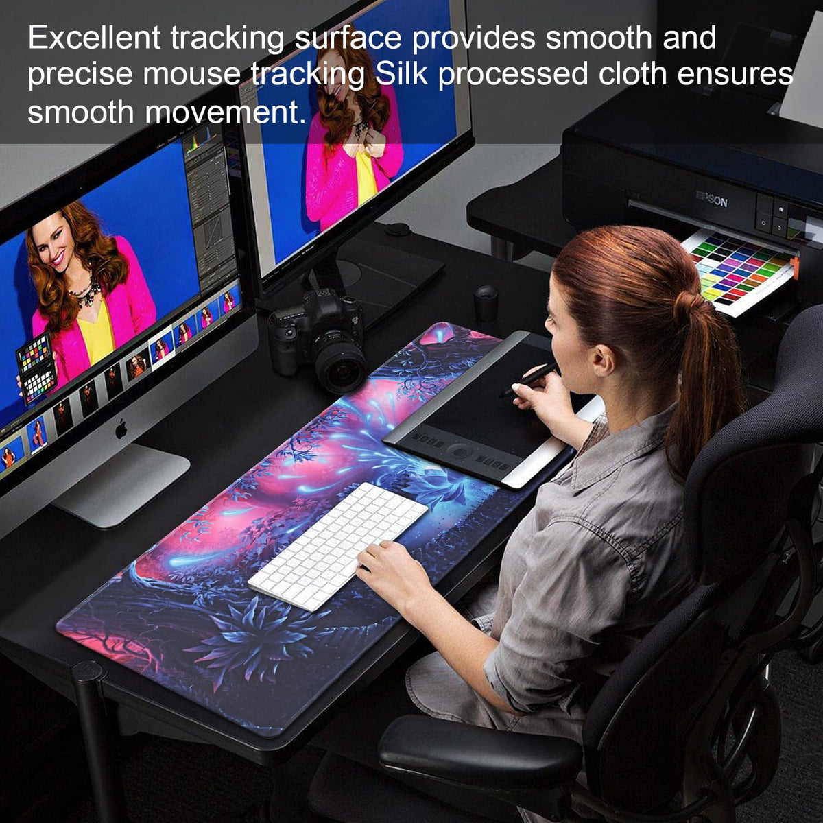 Jahosin Large Gaming Mouse Pad with Stitched Edges,[35.4x15.7In] Extended Mouse Pad with Non-Slip