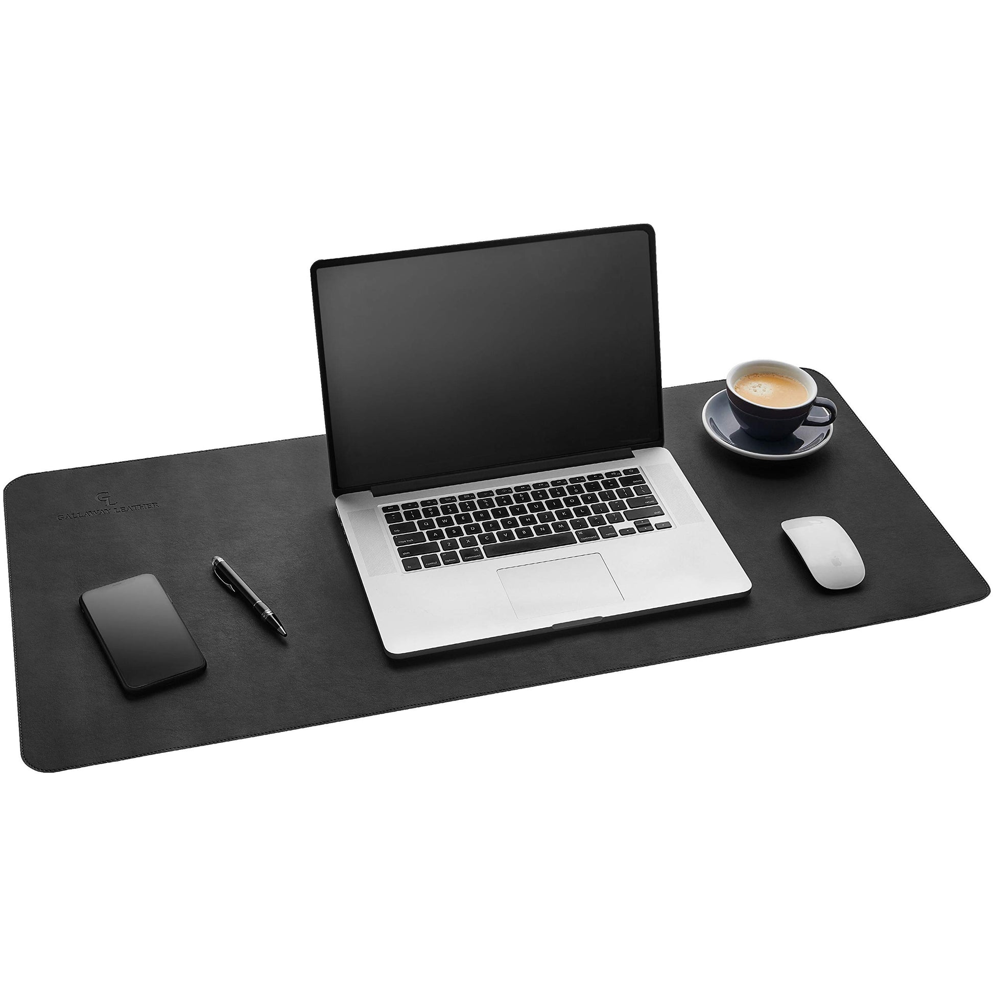 Gallaway Leather Desk Mat, Office Writing Desk Pad, Large 36" x 17" Black, for Top of Desks, Gift