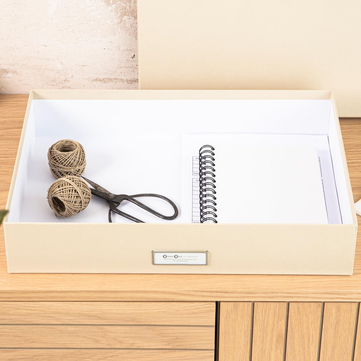 Bigso Sverker Legal/Art Storage Box - 3.3in x 17.1in x 12.2in - Fawn