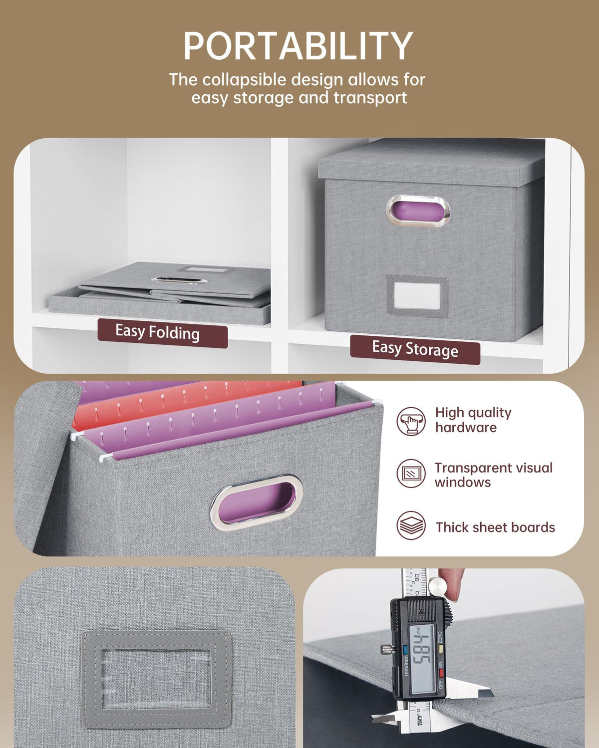 Oterri File Organizer, File Box, File Cabinet for Letter File Folder Storage, Hanging File