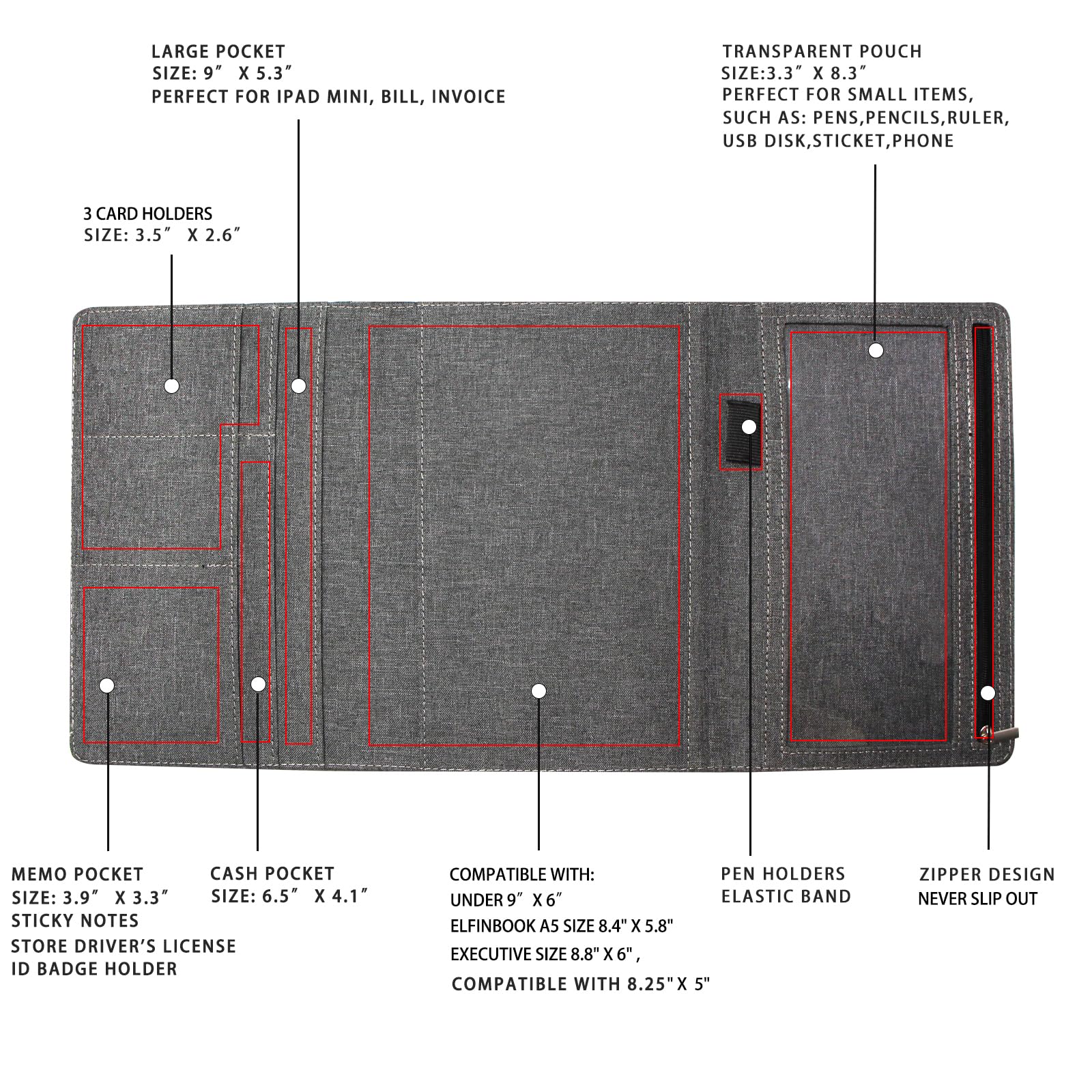 ANSSOW Folio Cover Compatible with Rocketbook Smart Notebook - Portfolio Organizer Padfolio