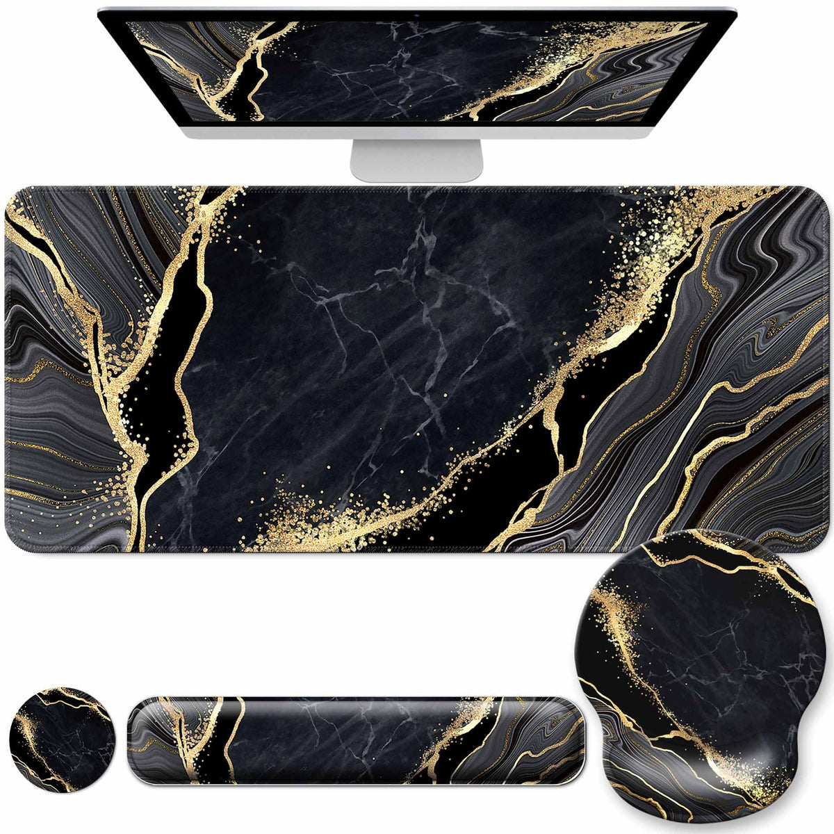 VINEBURY Desk Mat Set Keyboard and Mouse Pad with Wrist Rest Support