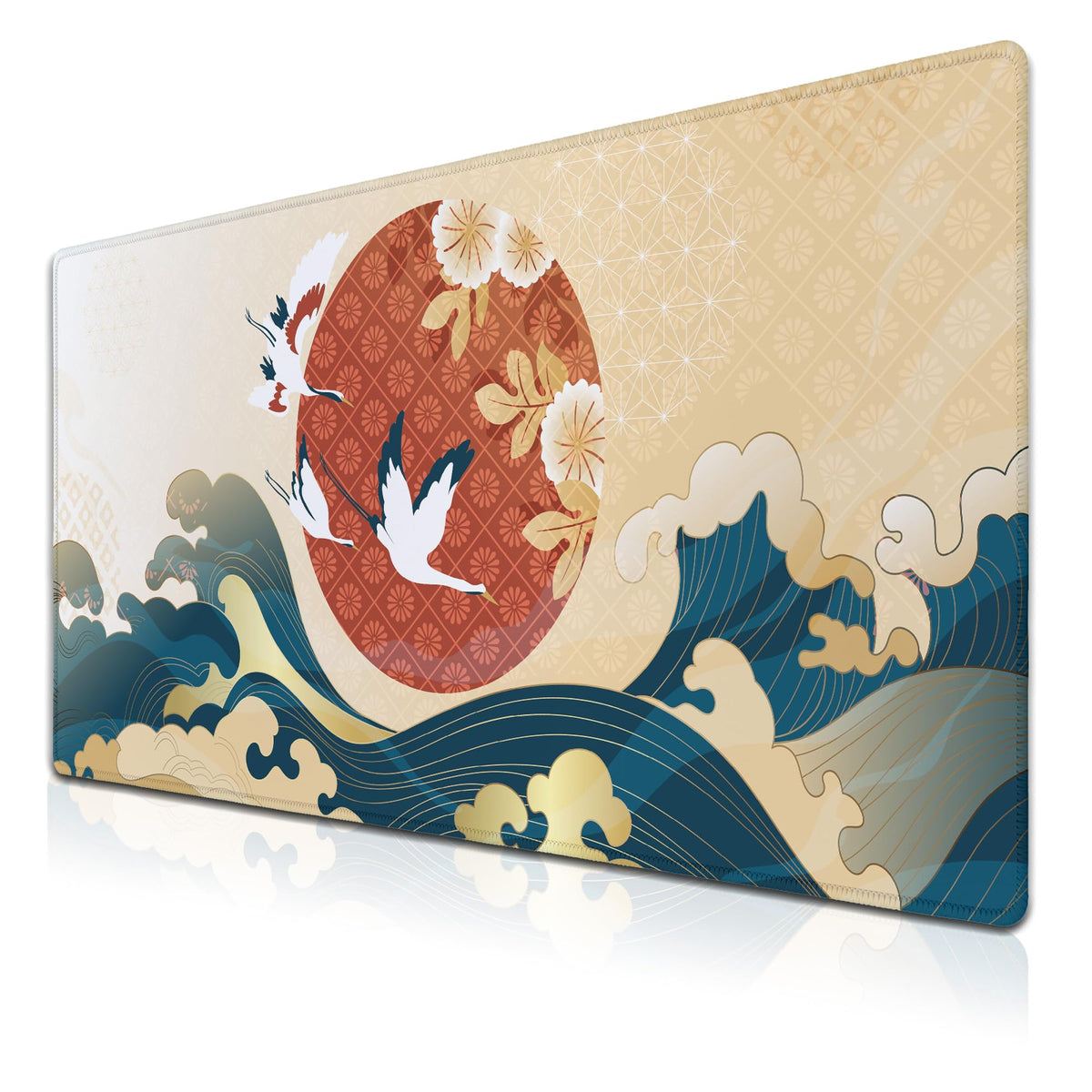Samgula Gaming Mouse Pad Japanese Great Wave Blue Desk Pad, Big Mouse Pads Office Desk Pads, Mouse