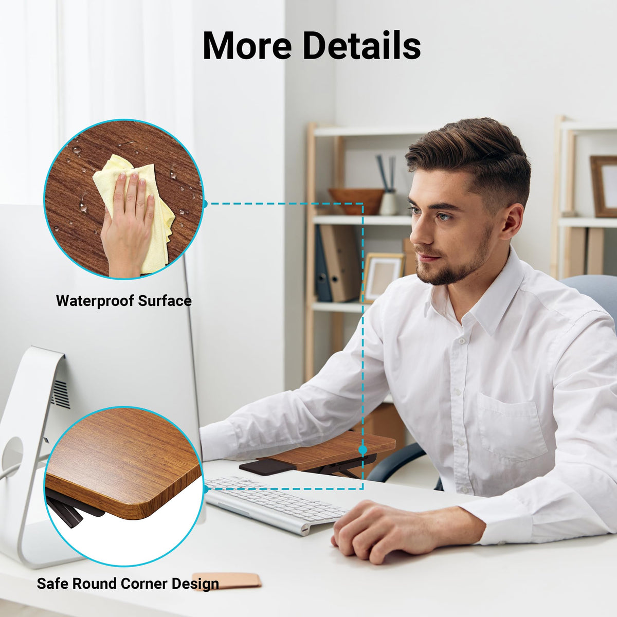 BONTEC Ergonomic Desk Extender Tray, 9.5"x9.1" Table Mount Arm Wrist Rest Shelf, 90° Foldable Elbow