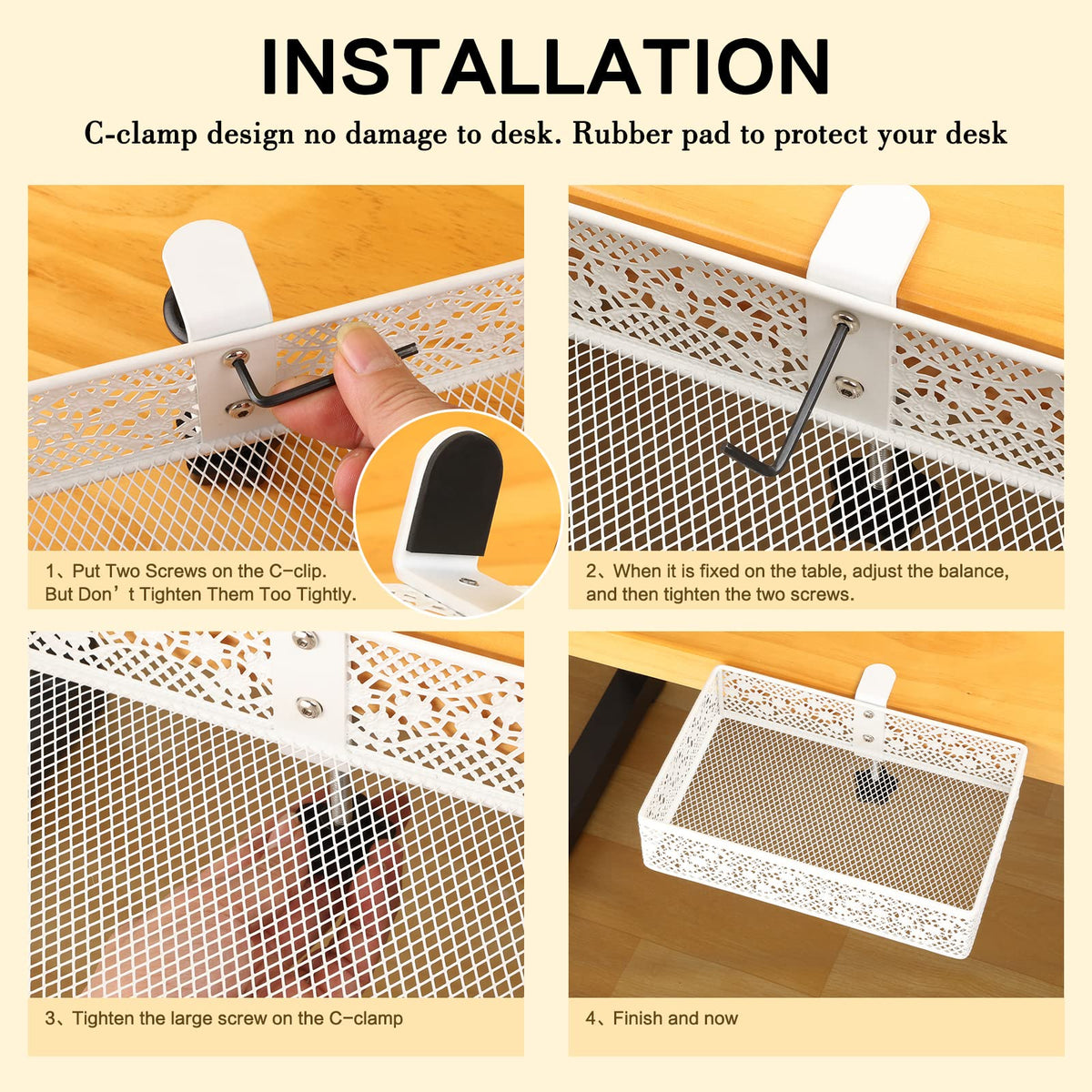 Under Desk Drawer, Clamp on Desk Organizer Under Table Hanging Desk Storage