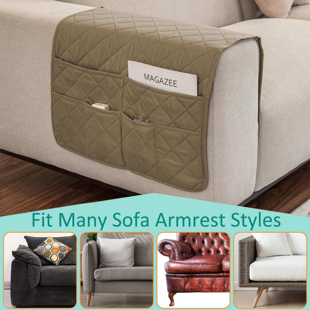 Remote Control Holder for Recliner Non-Slip Armchair Caddy Couch Armrest Organizer, Arm Chair