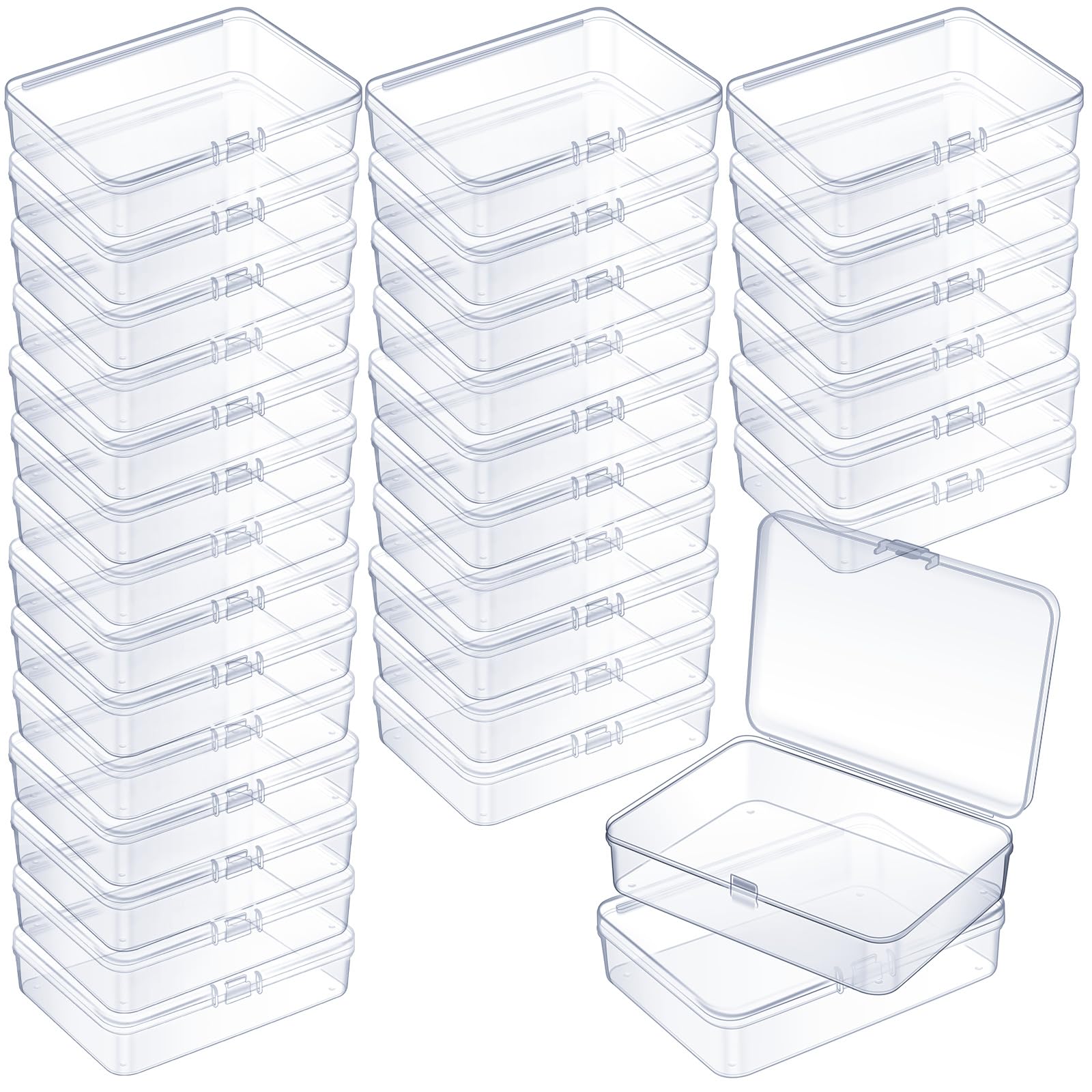 Jetec 30 Pieces Small Clear Plastic Storage Box, 4.5 x 3.3 x 1.2 Inch