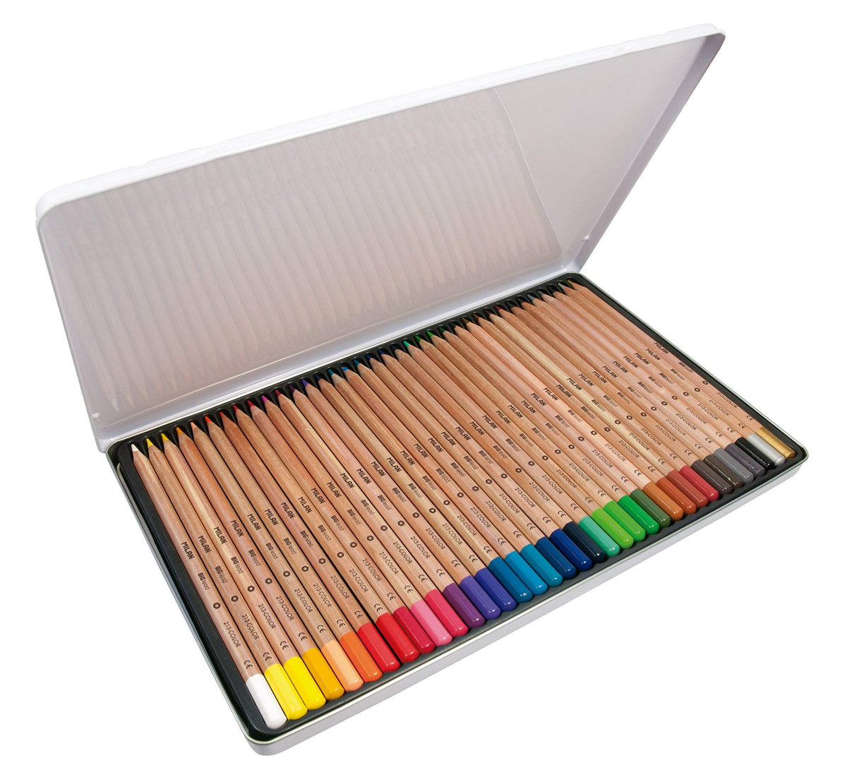 MILAN A.C Caja metálica 36 lápices de colores con mina grande Ø3,3 mm 213, white