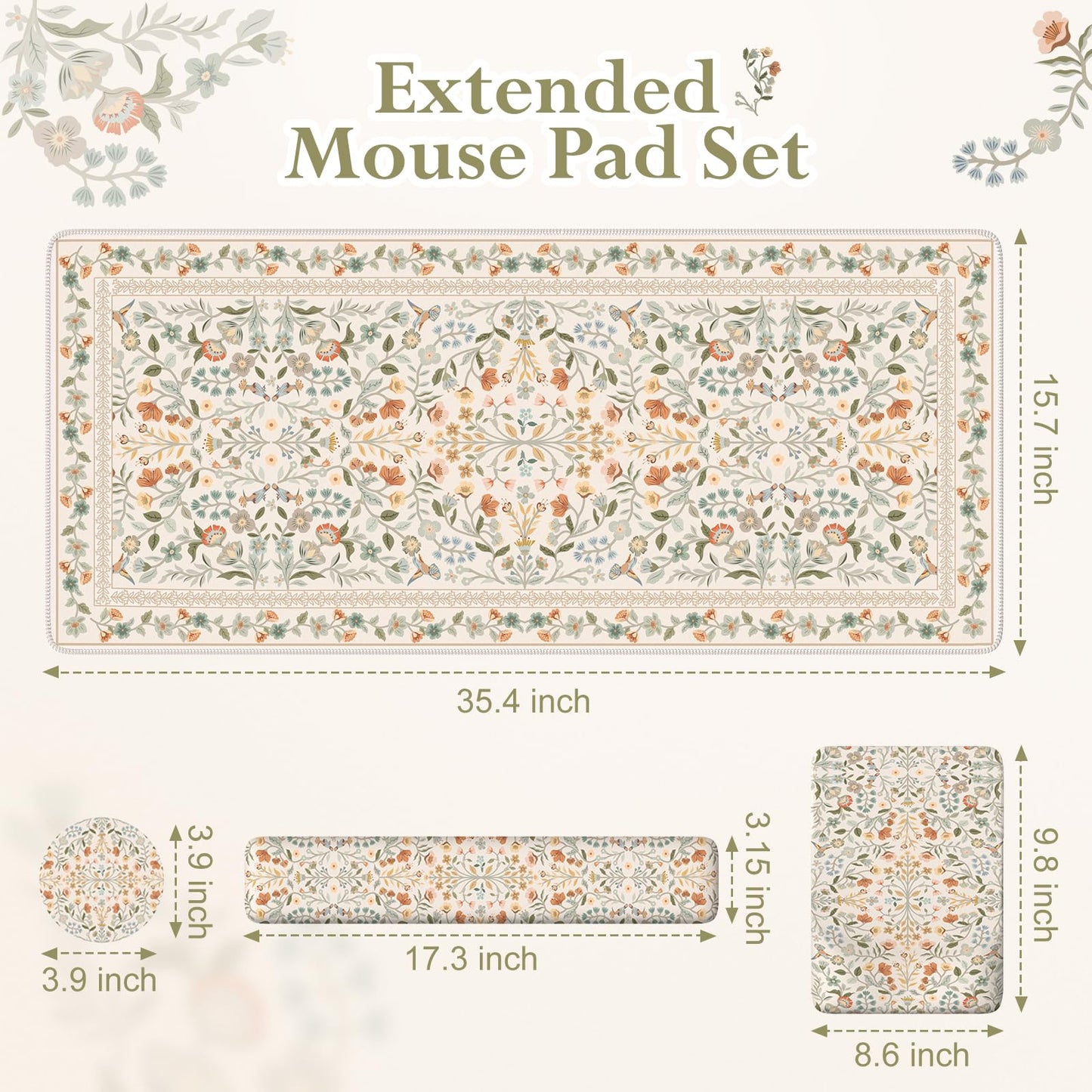 iLeadon Ergonomic Mouse Pad with Wrist Rest, Beige Desk Mat Set