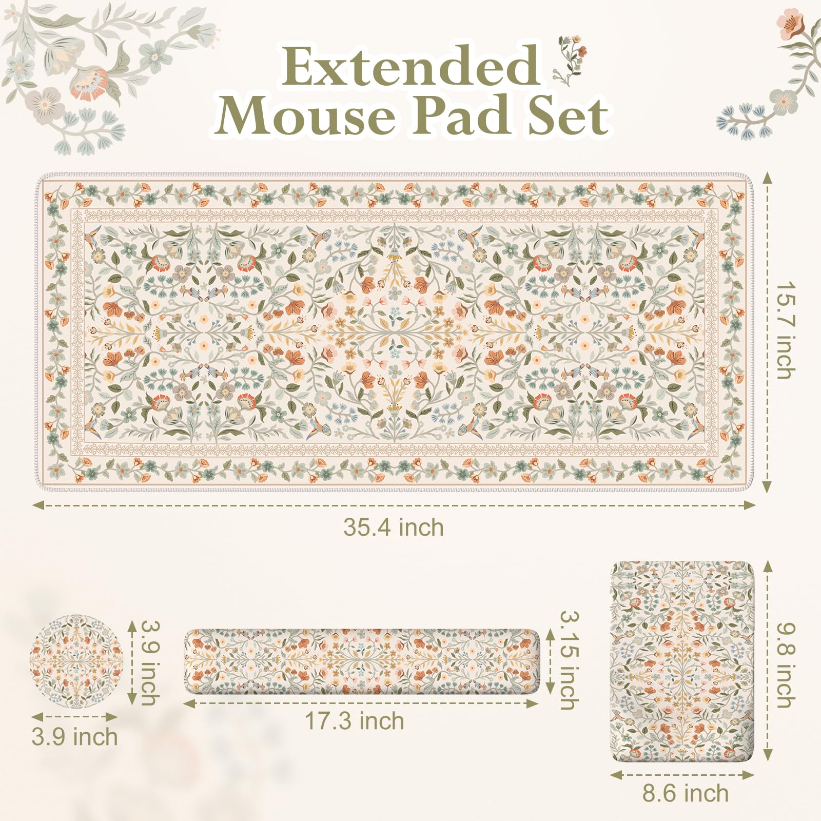 iLeadon Ergonomic Mouse Pad with Wrist Rest, Beige Desk Mat Set