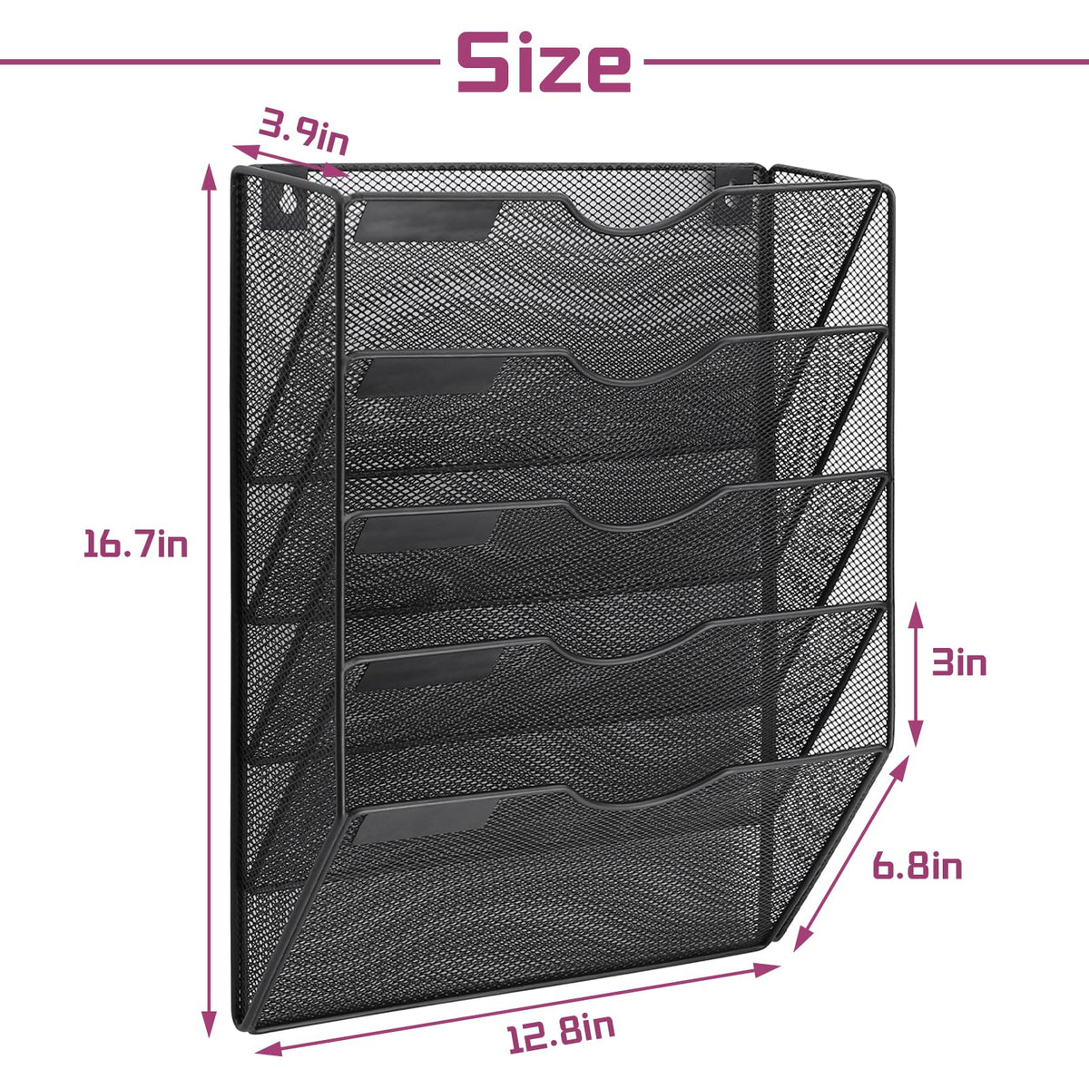 ideallife 5 Pockets Mesh Wall File Holder Organizer Office Hanging File Folder Magazine Rack