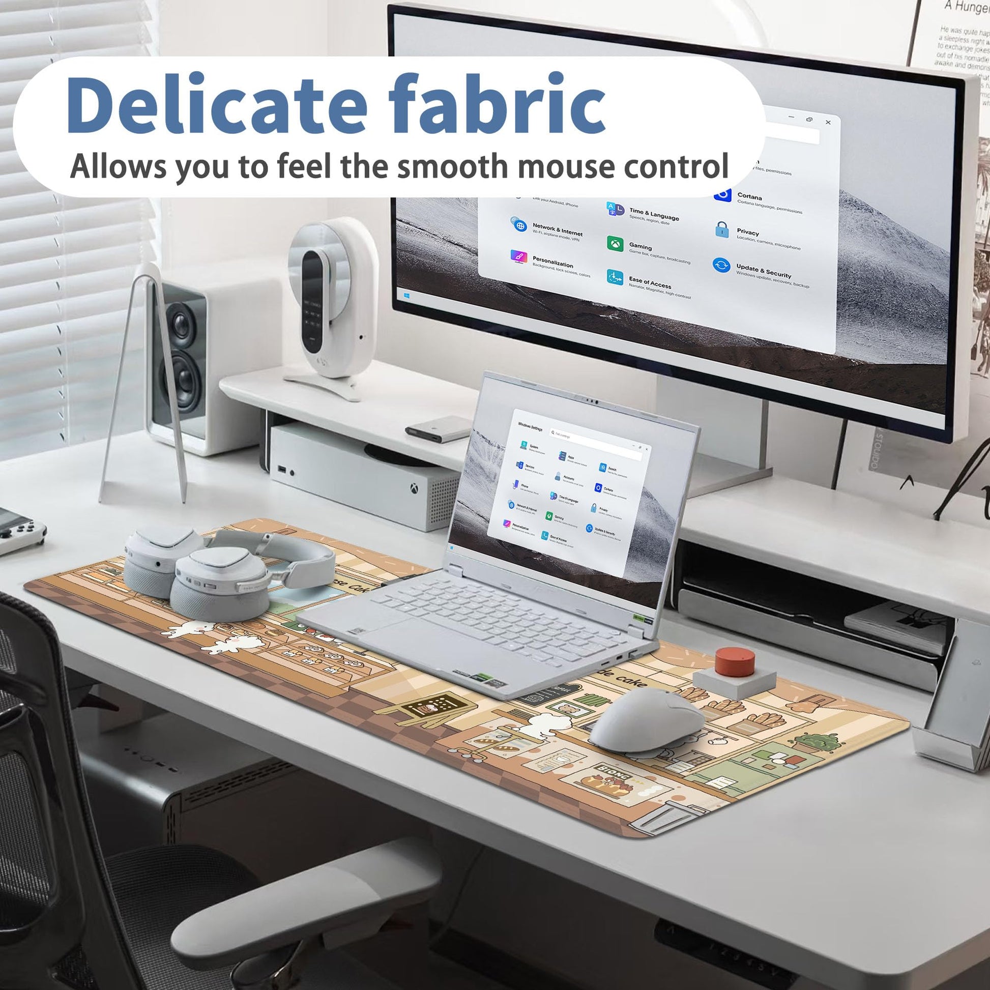 Cute Mouse Pad Large Desk Mat Extended Keyboard Pad Funny XL Mousepad with Non-Slip Base and