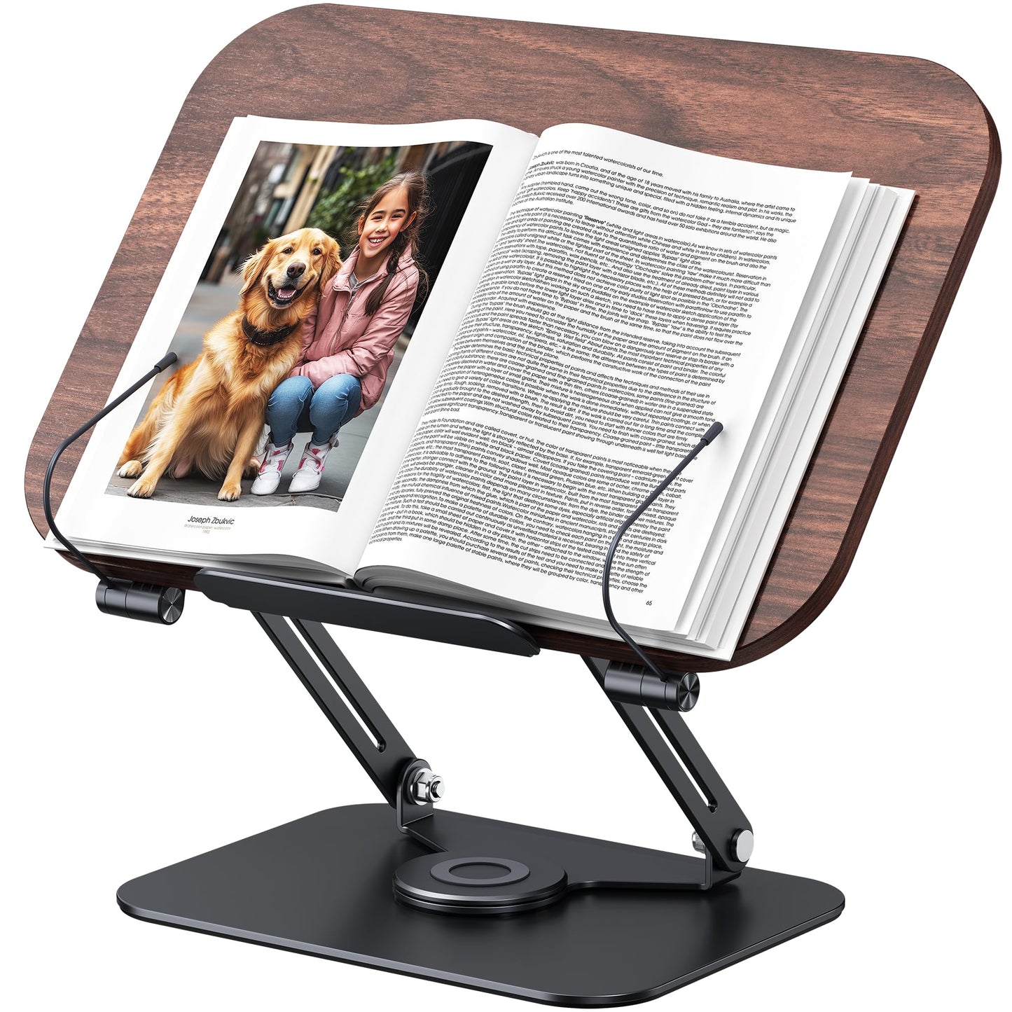 MOKURU Book Stand for Reading, 360° Adjustable Book Holder, Foldable Book Holder Stand, Cookbook