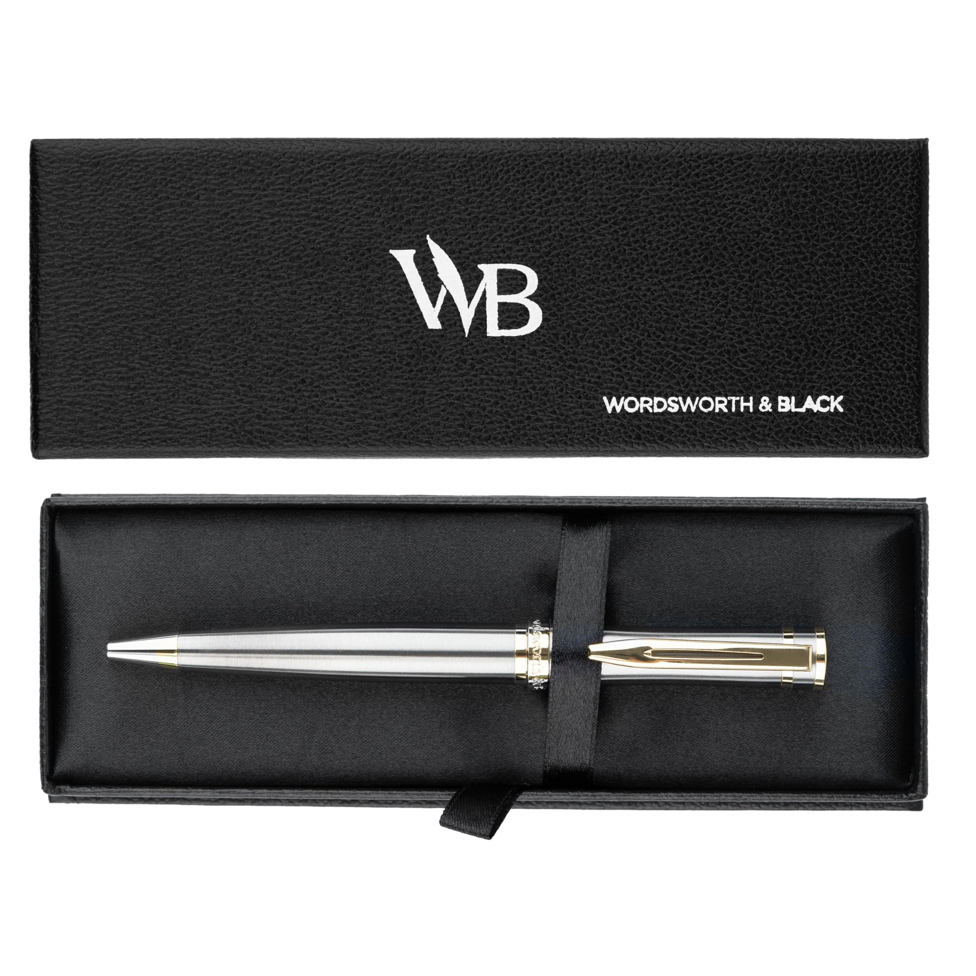 Wordsworth & Black Luxury Refillable Ballpoint Pen Set for Writing, Silver