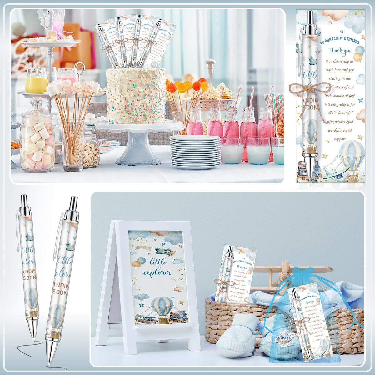 289 Pieces Airplane Baby Shower Favors for Guest Little Explorer Landing Soon Ballpoint Pens and