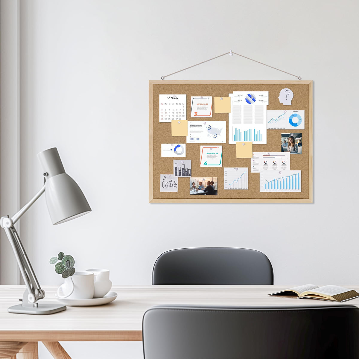 DAHAPYBOO 24x18 Cork Board for Office with Pin Oak Wood Boards,