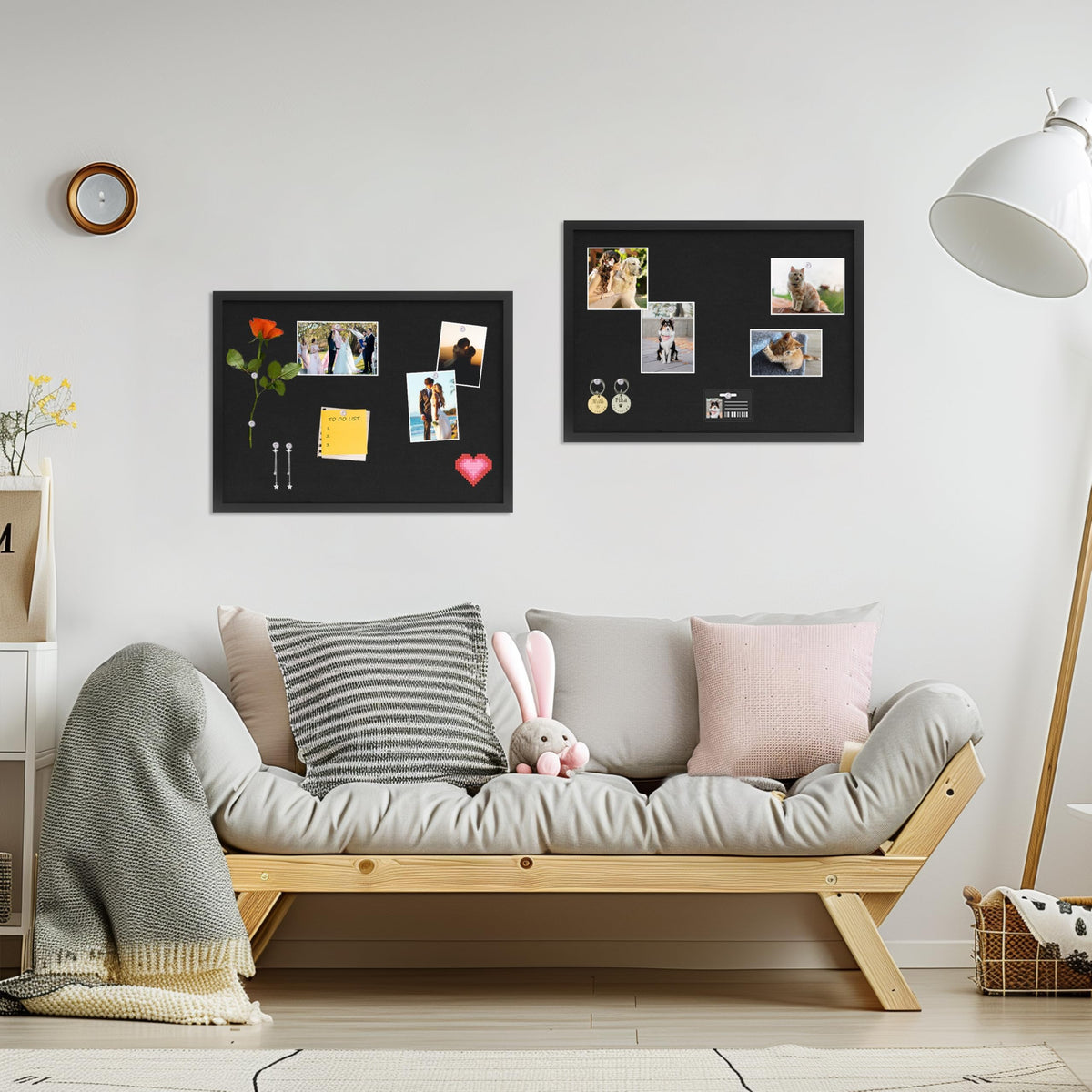 DAHAPYBOO Cork Board with Linen Black 2Pack,Bulletin Board 23"x17"