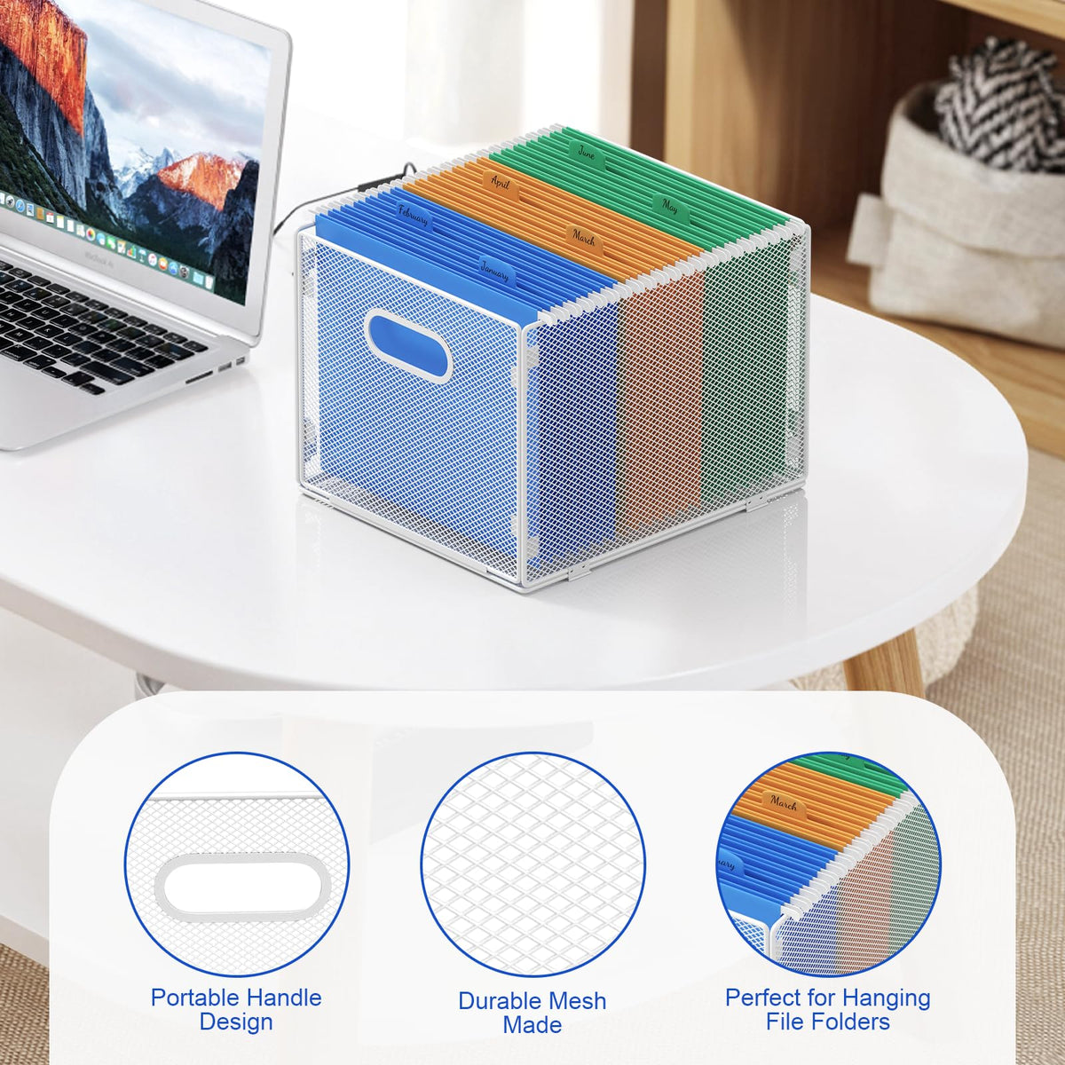 samstar Hanging File Organizer, Mesh File Folder Organizer Crate Cabinet Inserts Storage Box