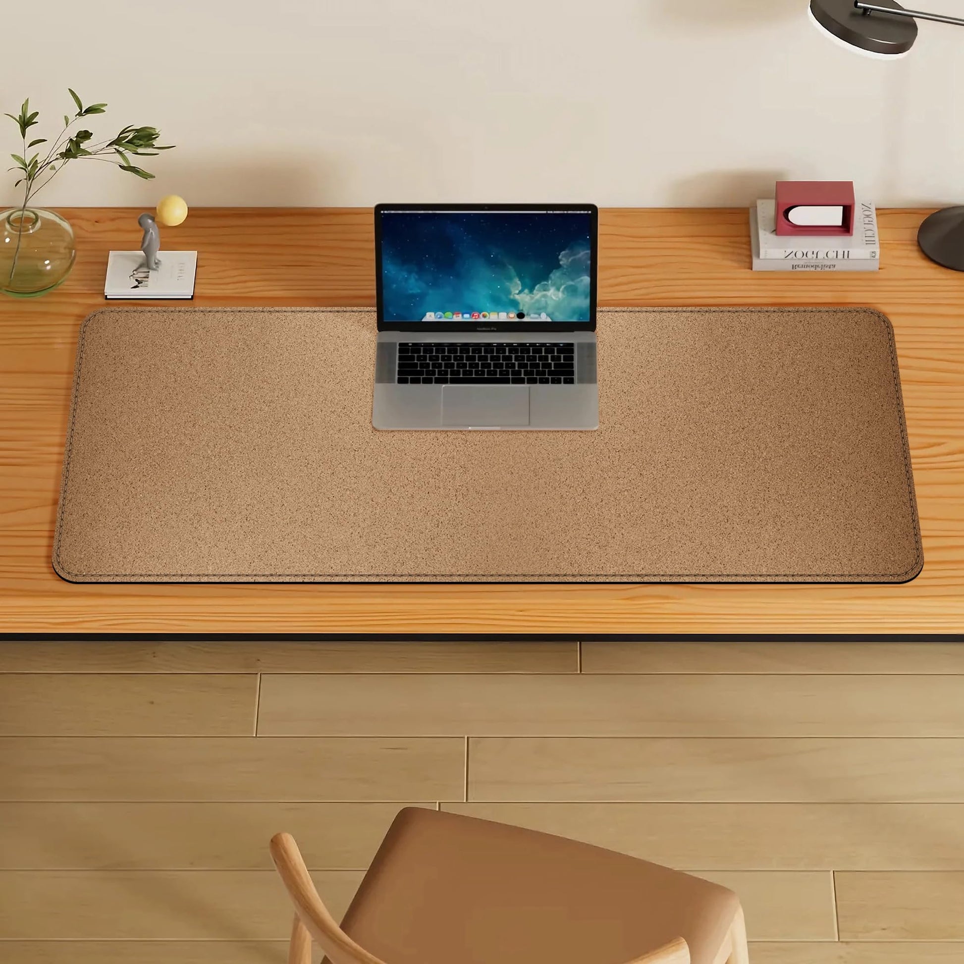 VYAAA Cork & PU Leather Desk Mat, 51"×19" Keyboard Mouse Pad, Office Desk Mat for Home or Office