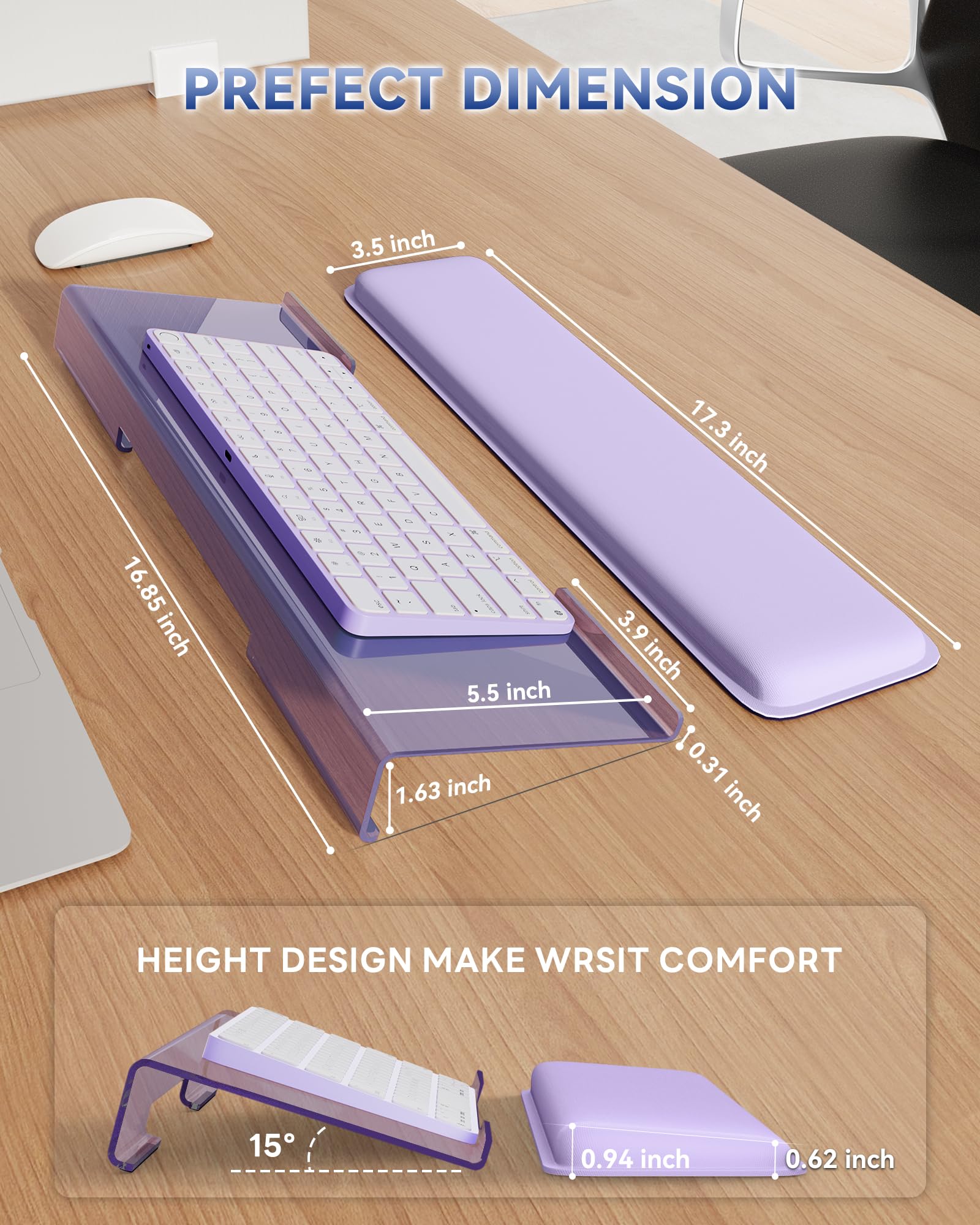 Laborio Computer Keyboard Wrist Rest, Keyboard Riser Stand for Desktop