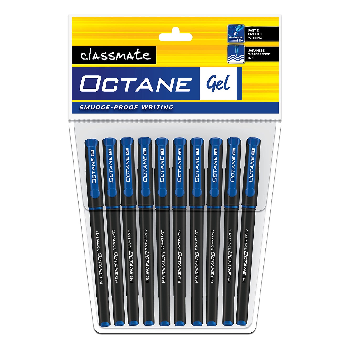 Classmate Octane- Blue Gel Pens (Pack of 10)|Smooth Writing Pens|Water-proof ink for smudge-free