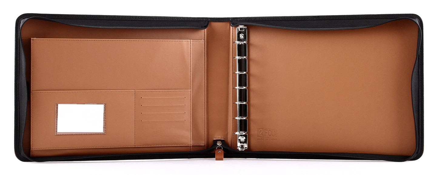 2Fold Zippered Business Checkbook Binder - 7 Ring Binder for Business Checks with Built-in
