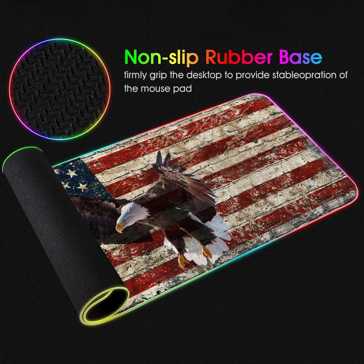 RGB Gaming Mouse Pad with Coffee Coaster, XXL Large Glowing LED Mousepad, Anti-Slip Rubber Base
