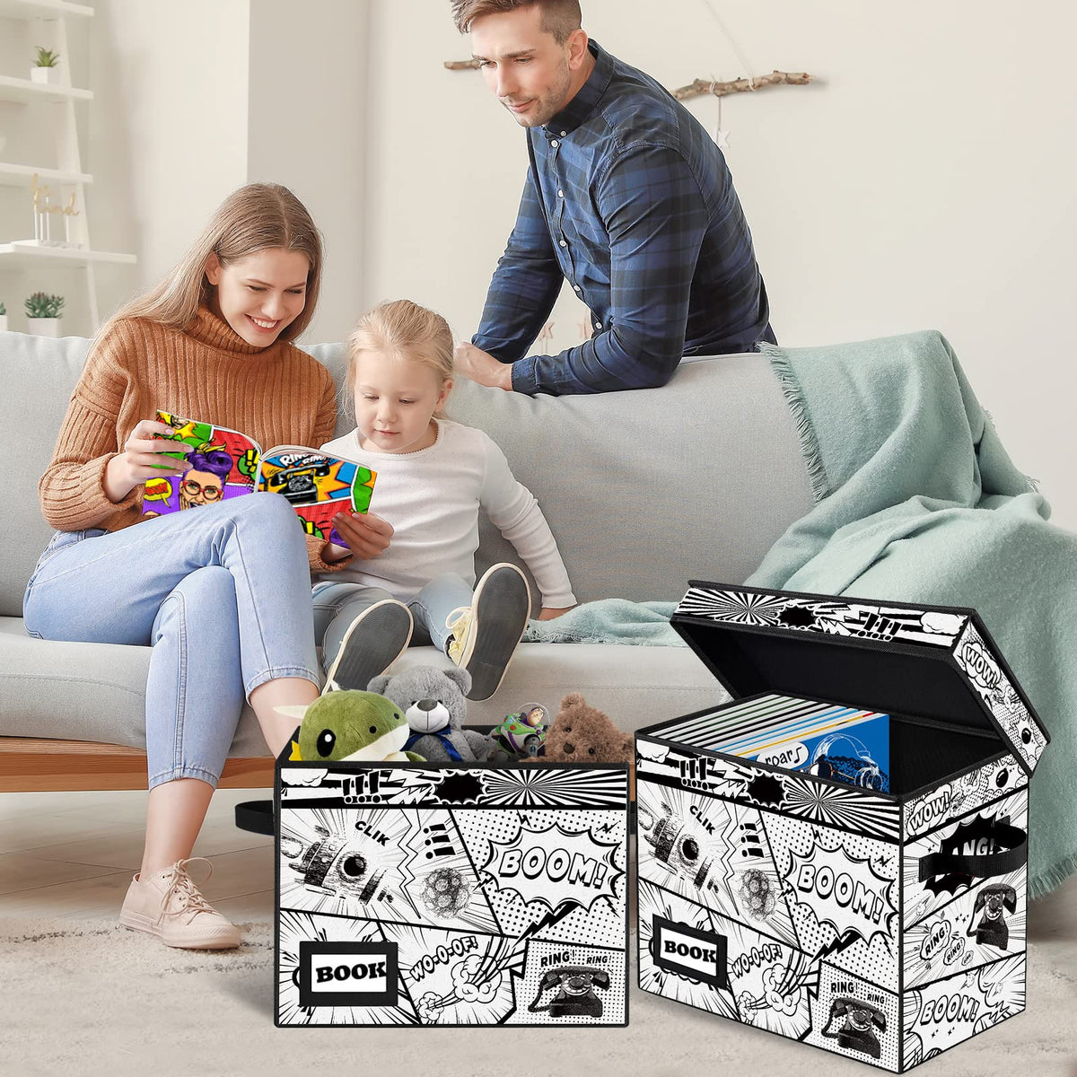 YNSZAS 5 Pack Collection Comic Book Storage Boxes, Protector Organizer 15.8" X 7.8" X 11.8"