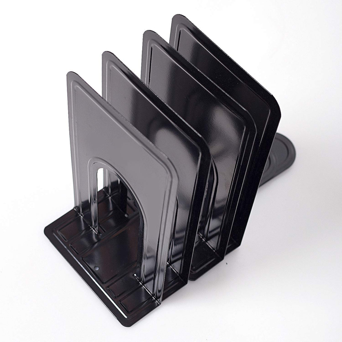 8 Pairs 16 Pieces 8.3 x 5.1 x 6.5 Inch Metal Bookends, KINJOEK Heavy Duty Book Support with Anti