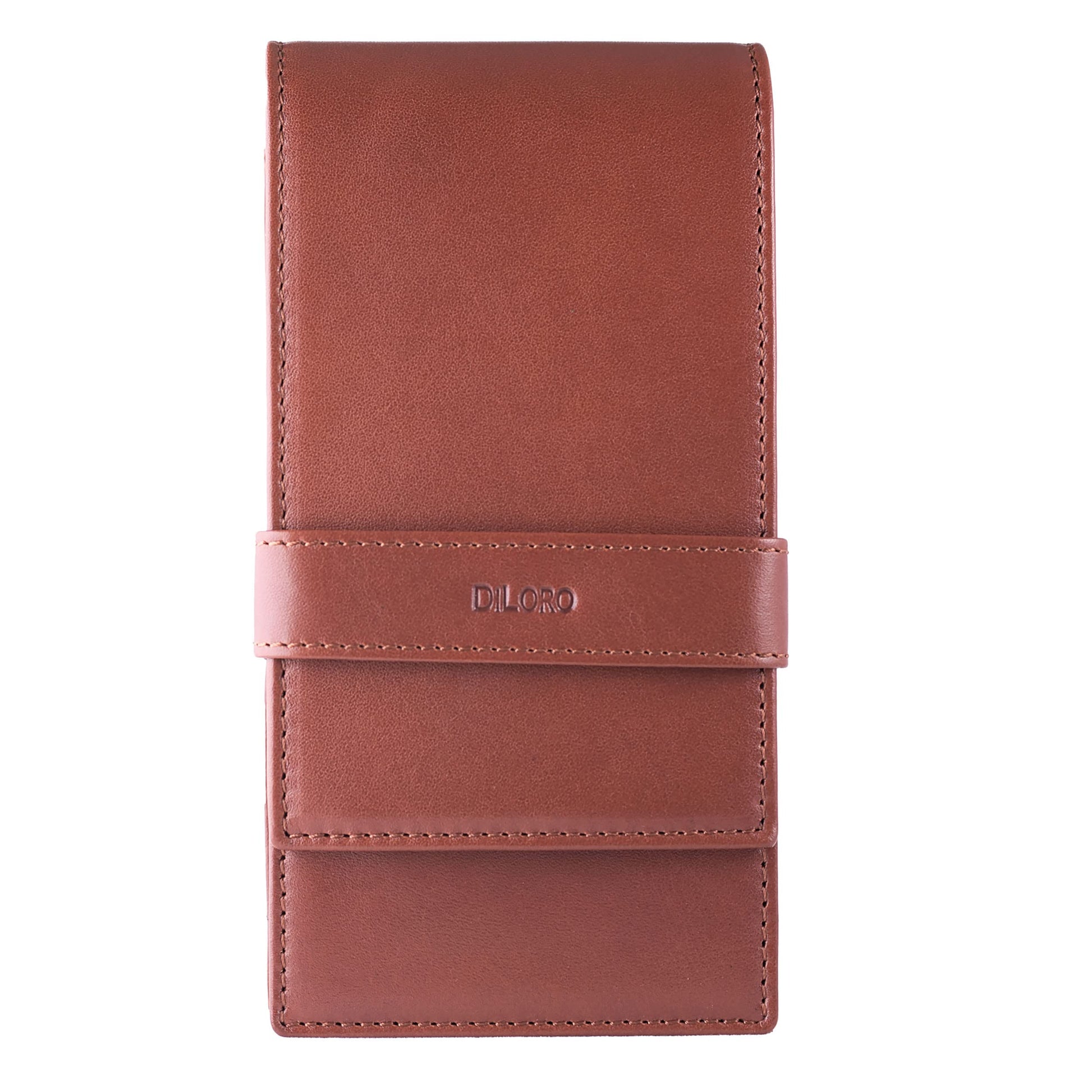 DiLoro Leather Quad Pen Case Pencil Pouch Holder for Four Fountain Ballpoint Rollerball Pens and