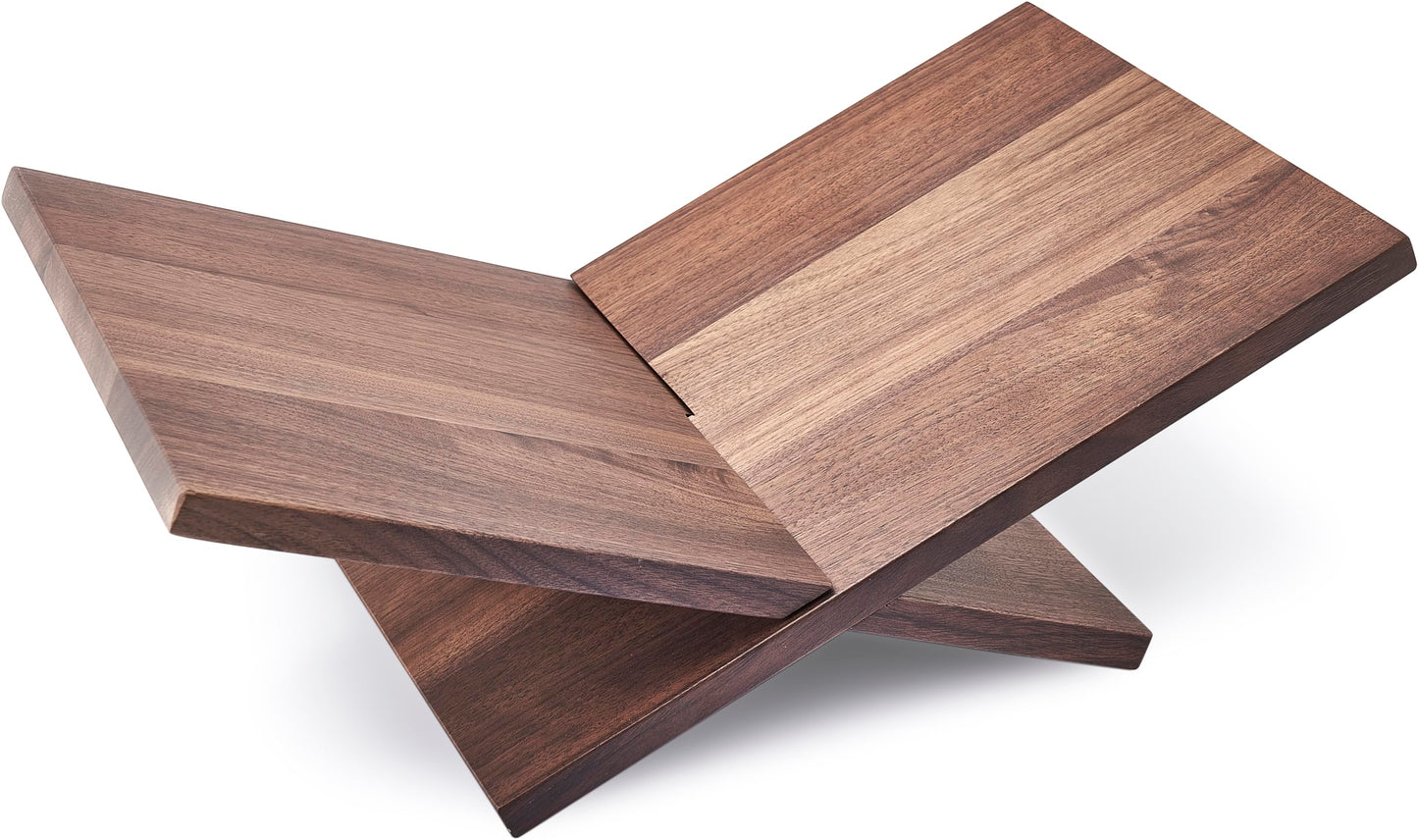 Honygebia Solid Walnut Wood Book Stand, Cross Frame Open Display Holder