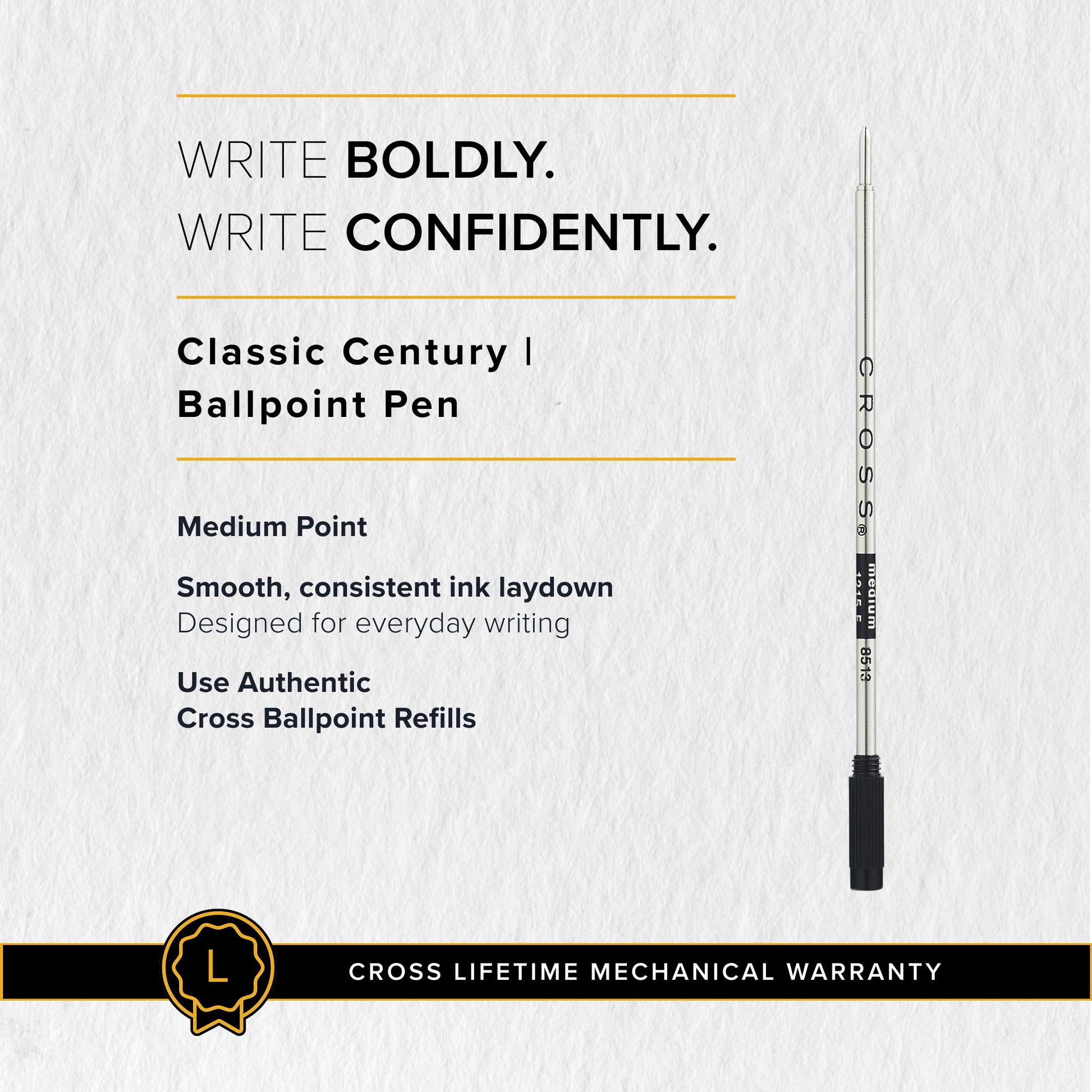 Cross Classic Century Brushed Rose-Gold PVD Ballpoint Pen, Black Ink
